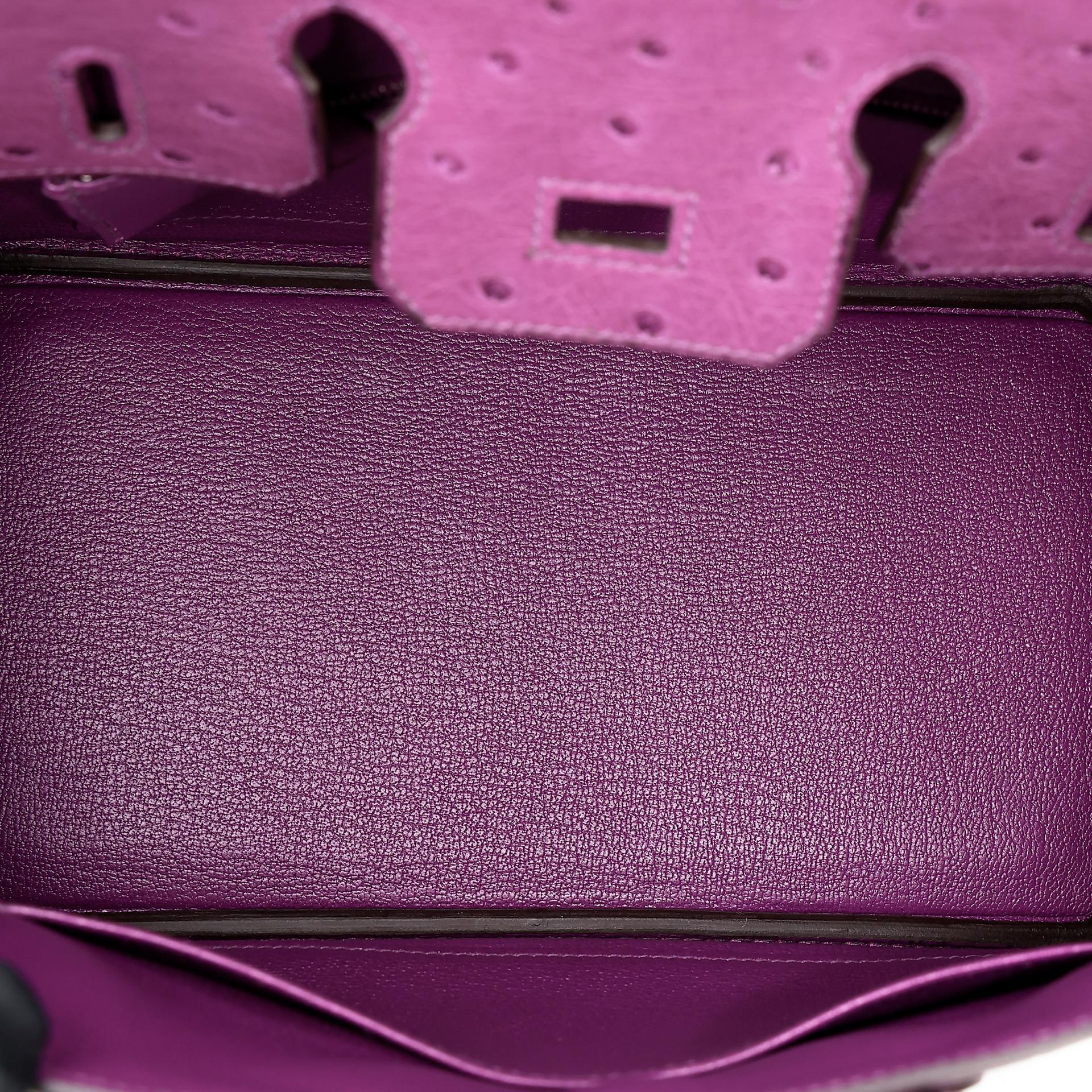 Brand New ( Rank N ) HERMÈS Birkin 25 Anemone (P9) Ostrich Palladium hardware W (2024) - 10