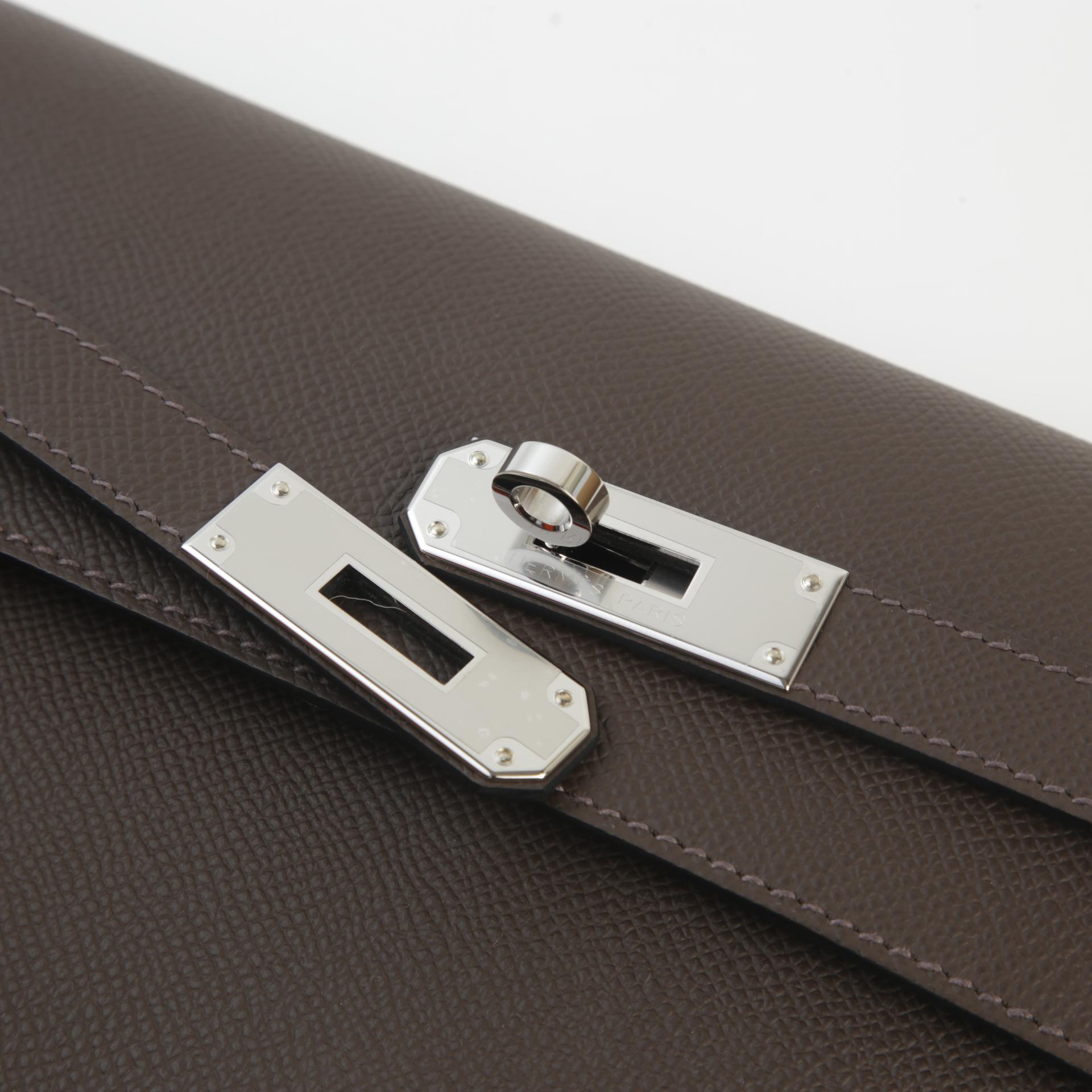 Unused ( Rank NS ) HERMÈS Kelly depeches 25 Ebene (46) Epsom Palladium hardware B (2023) - 10