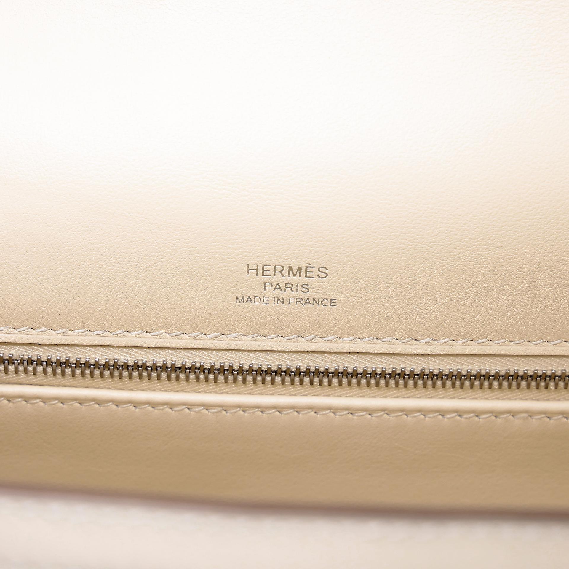 Excellent ( Rank SA ) HERMÈS Kelly 28 Sellier Jaune Citron (9N) Nata (I2) Swift Canvas Palladium hardware U (2022) - 12