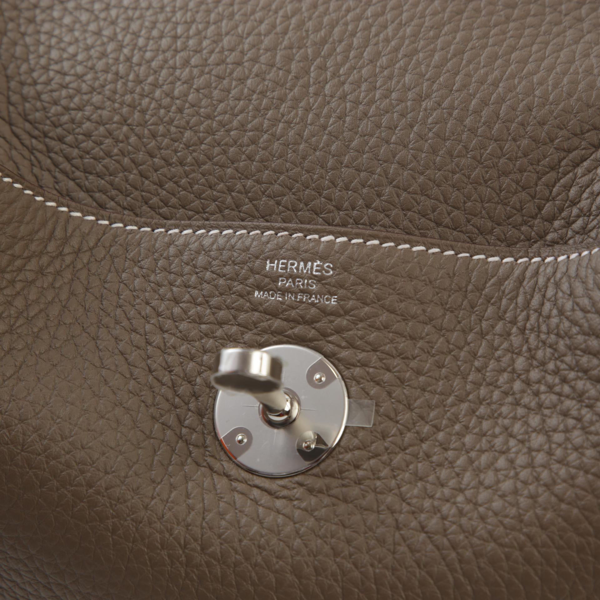 Brand New ( Rank N ) HERMÈS Lindy 26 Etoupe (18) Clemence Palladium hardware W (2024) - 6