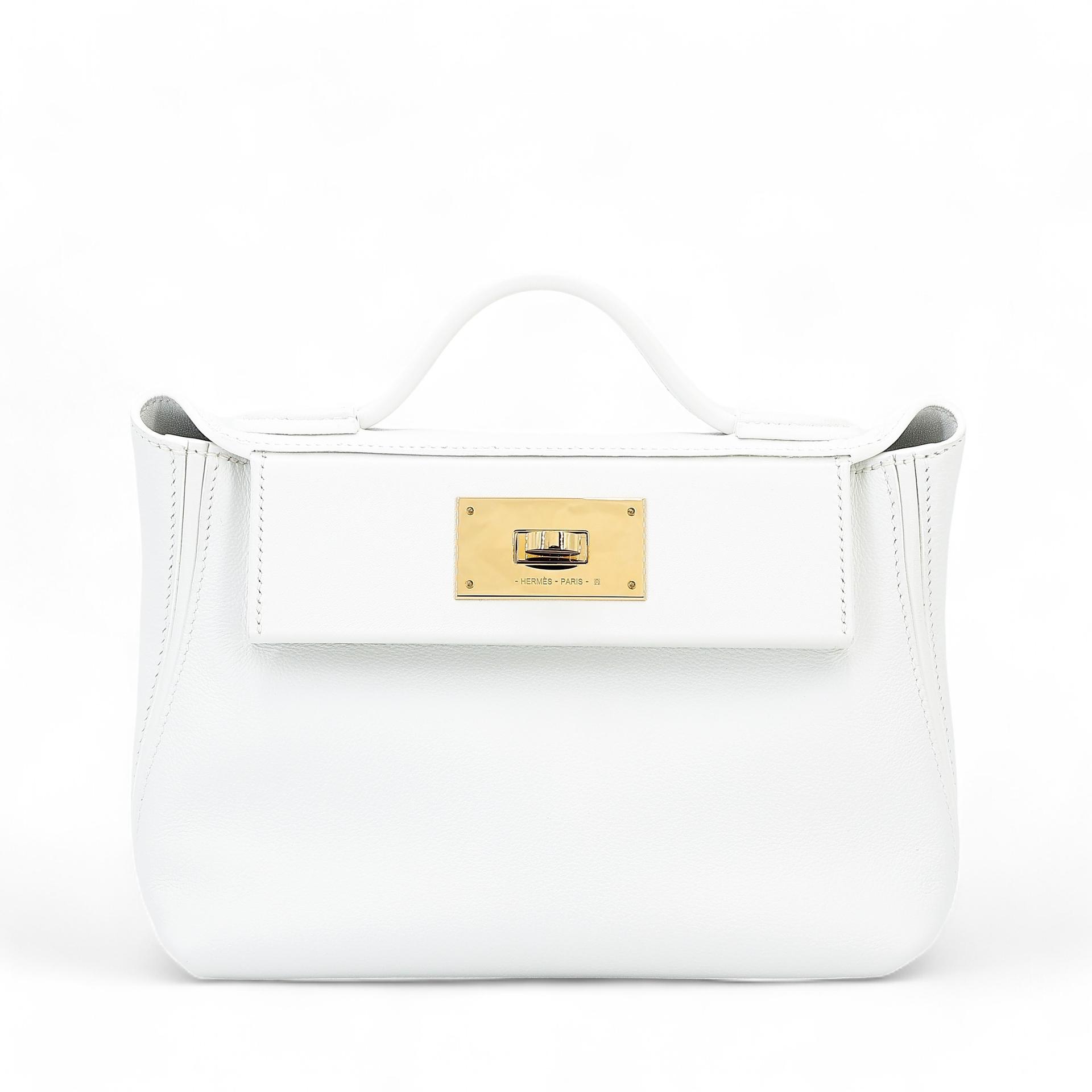 Excellent ( Rank SA ) HERMÈS 24/24 - 21 mini White (01) Evercolor Gold hardware B (2023) - 1