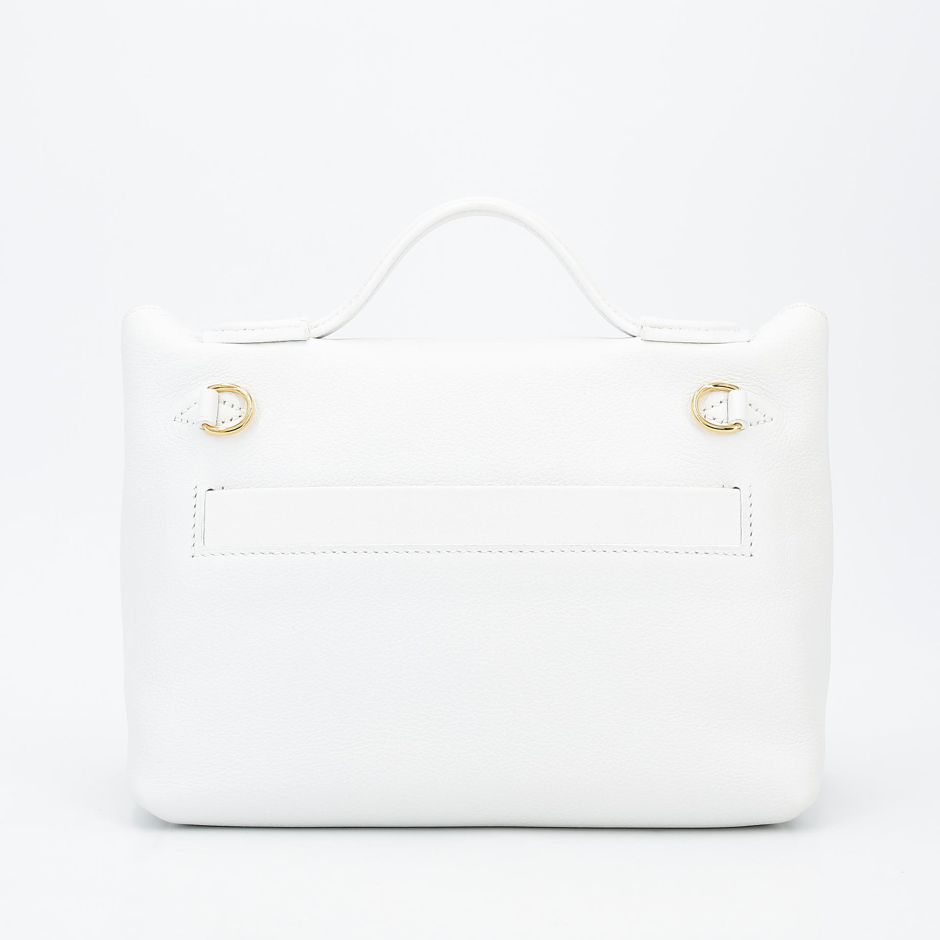 Excellent ( Rank SA ) HERMÈS 24/24 - 21 mini White (01) Evercolor Gold hardware B (2023) - 2