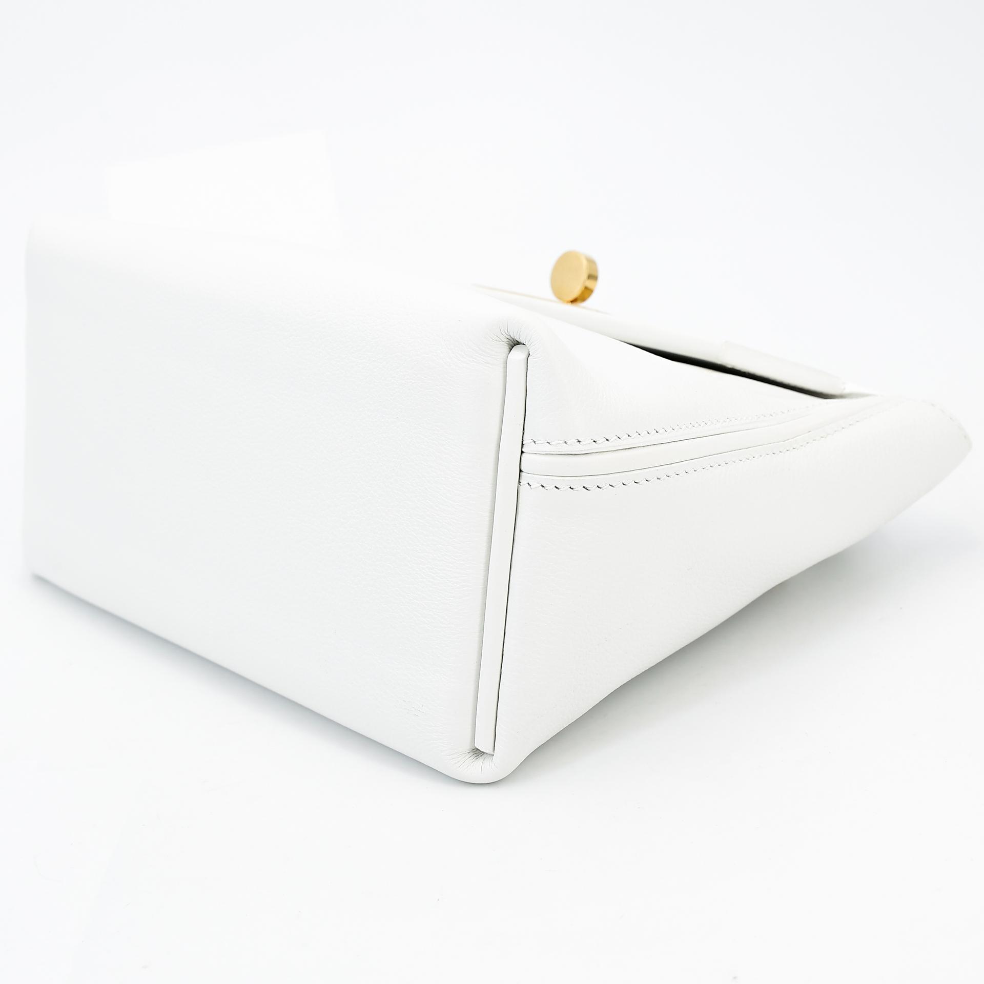 Excellent ( Rank SA ) HERMÈS 24/24 - 21 mini White (01) Evercolor Gold hardware B (2023) - 4