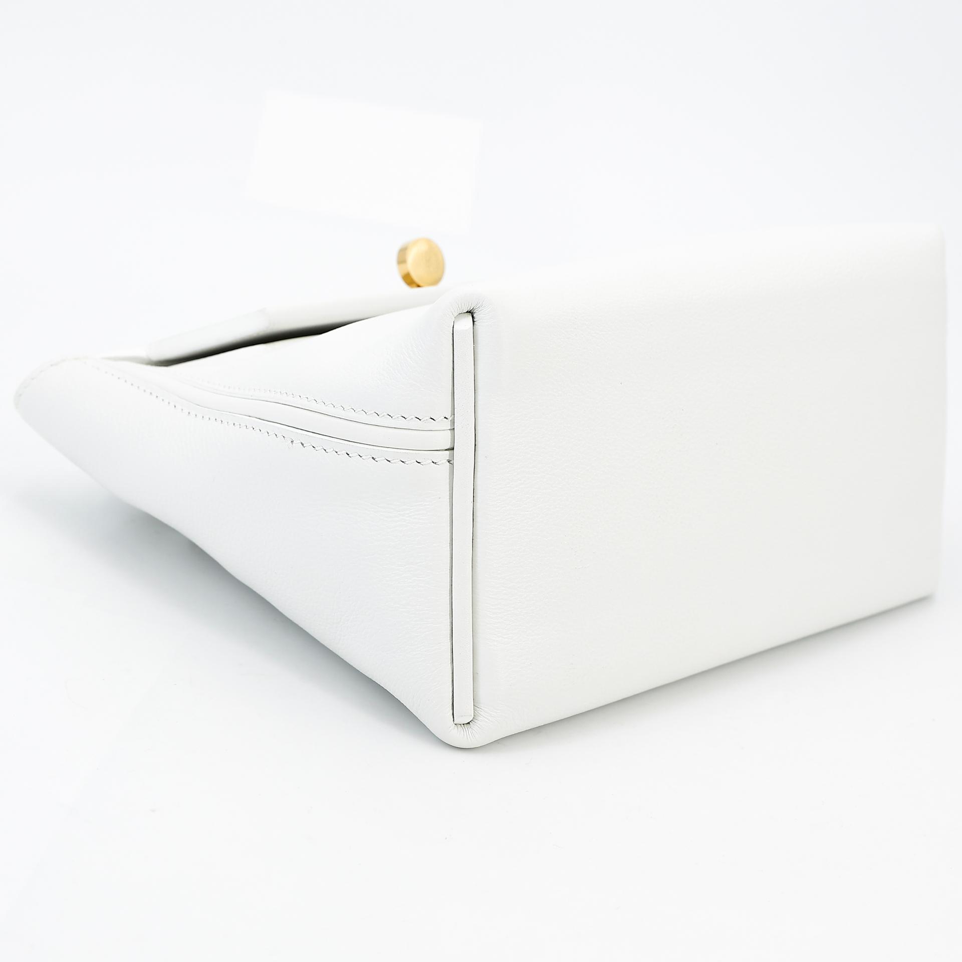 Excellent ( Rank SA ) HERMÈS 24/24 - 21 mini White (01) Evercolor Gold hardware B (2023) - 5