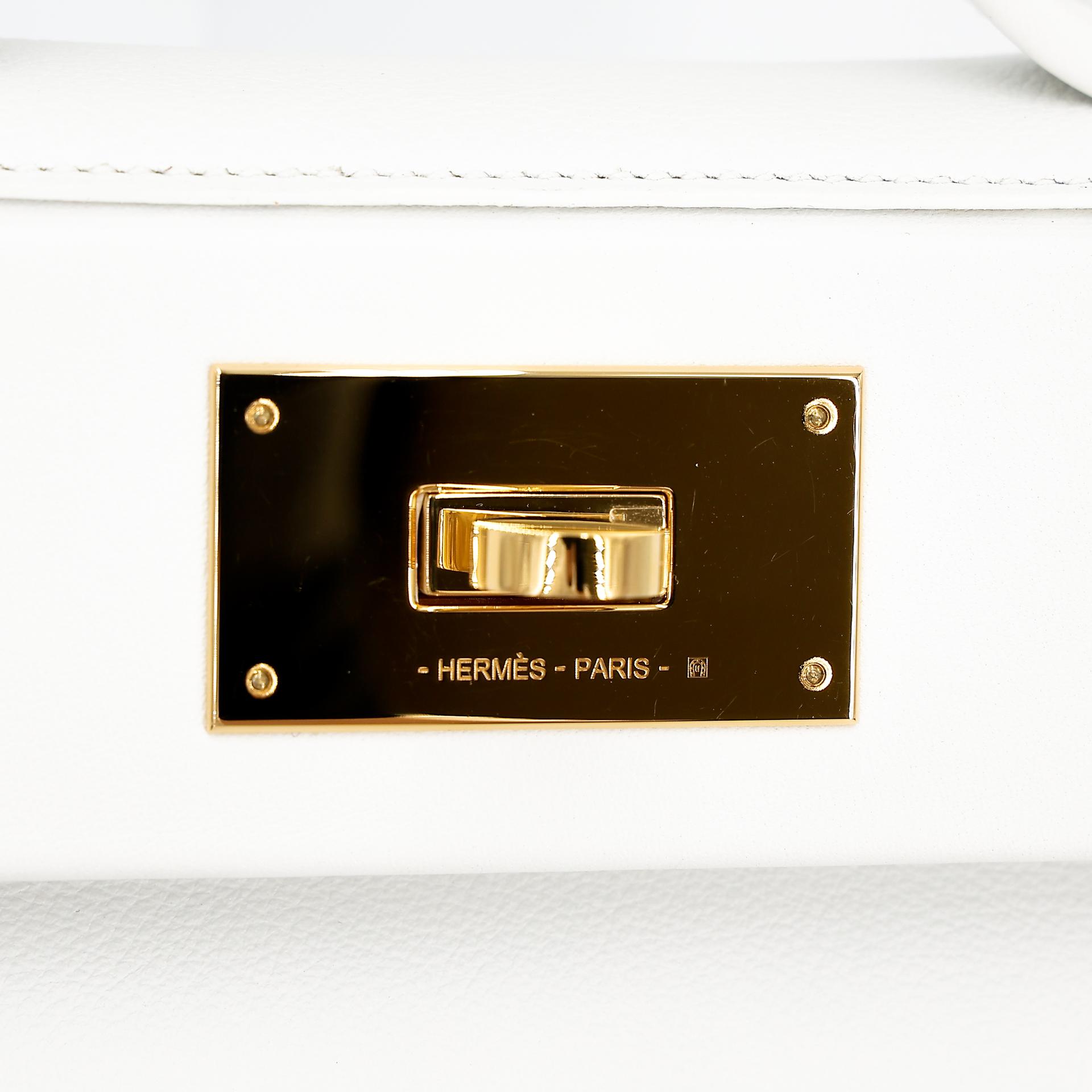 Excellent ( Rank SA ) HERMÈS 24/24 - 21 mini White (01) Evercolor Gold hardware B (2023) - 8