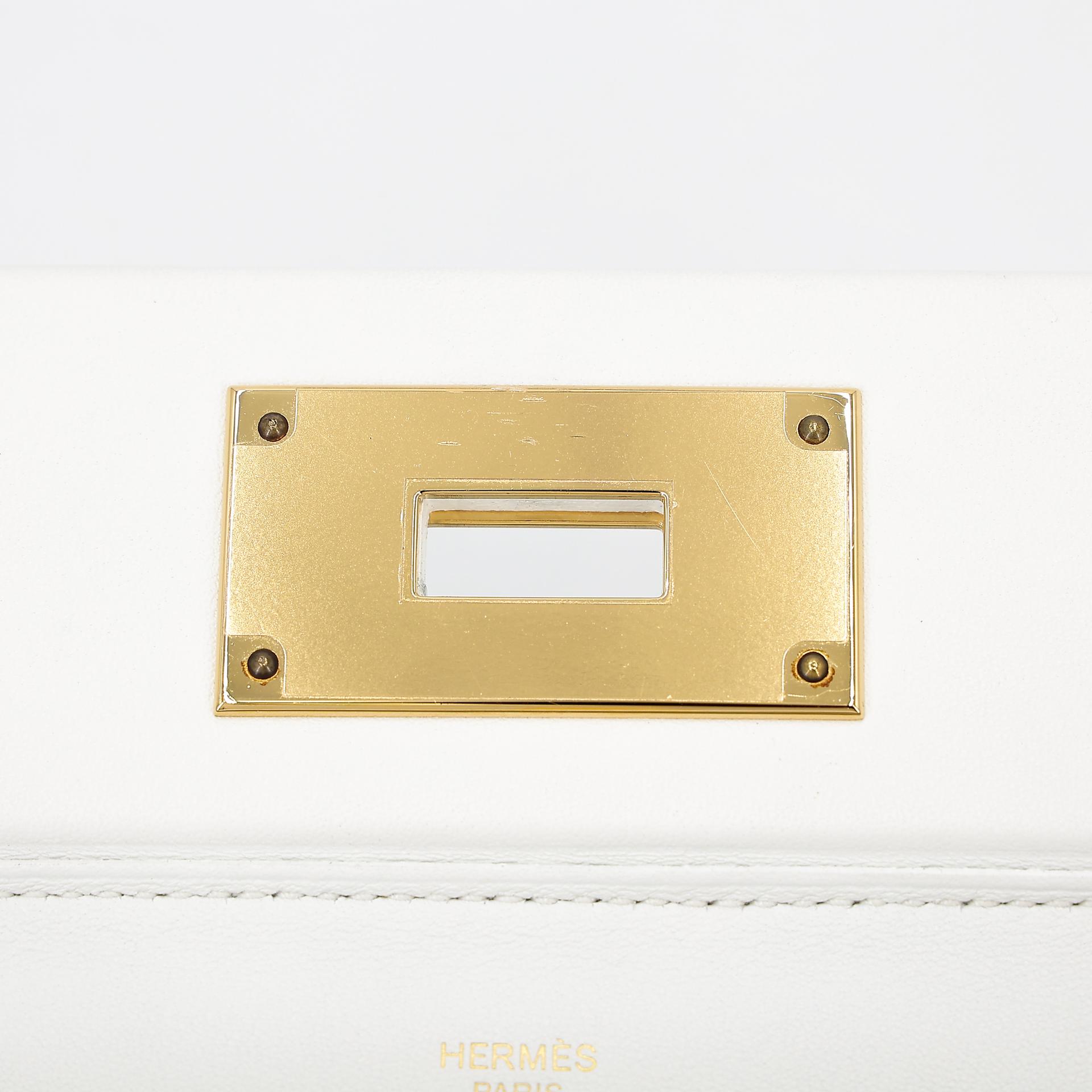 Excellent ( Rank SA ) HERMÈS 24/24 - 21 mini White (01) Evercolor Gold hardware B (2023) - 11