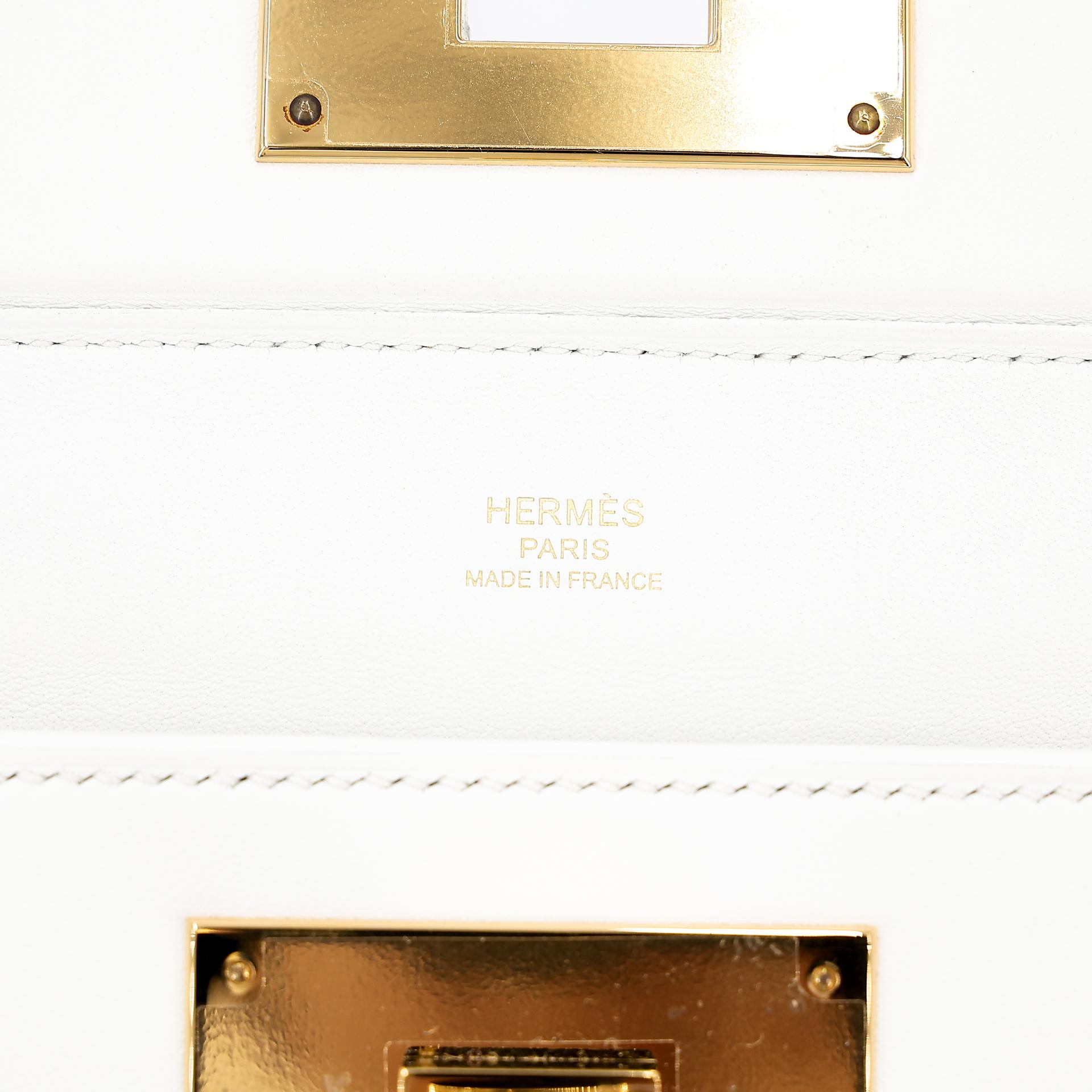 Excellent ( Rank SA ) HERMÈS 24/24 - 21 mini White (01) Evercolor Gold hardware B (2023) - 13