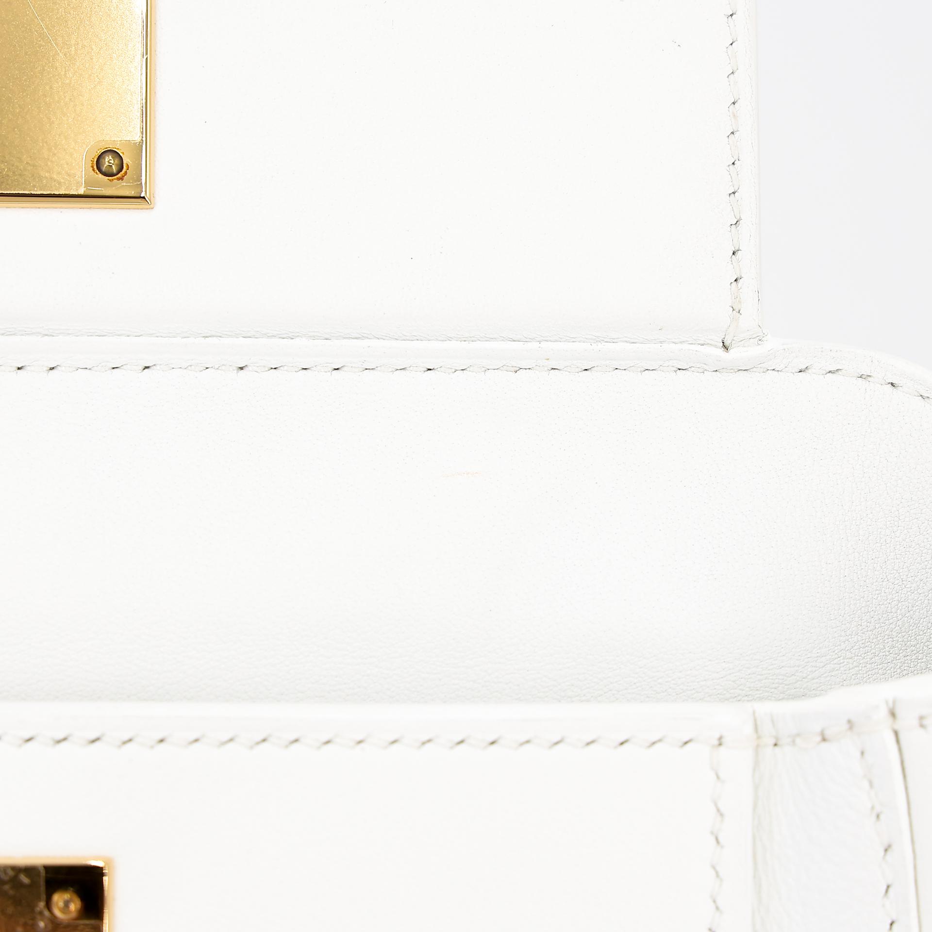 Excellent ( Rank SA ) HERMÈS 24/24 - 21 mini White (01) Evercolor Gold hardware B (2023) - 14