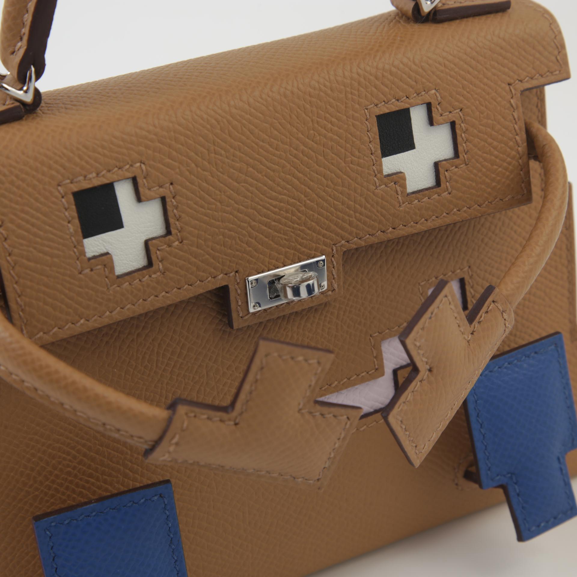 Brand New ( Rank N ) HERMÈS Limited Edition Kelly Doll Picto Biscuit (4B) Bleu France (71) Rose Jaipur (T5) Epsom Palladium hardware W (2024) - 8