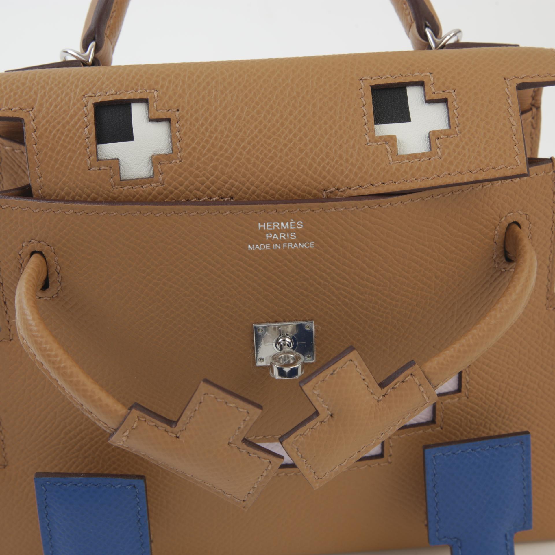 Brand New ( Rank N ) HERMÈS Limited Edition Kelly Doll Picto Biscuit (4B) Bleu France (71) Rose Jaipur (T5) Epsom Palladium hardware W (2024) - 9