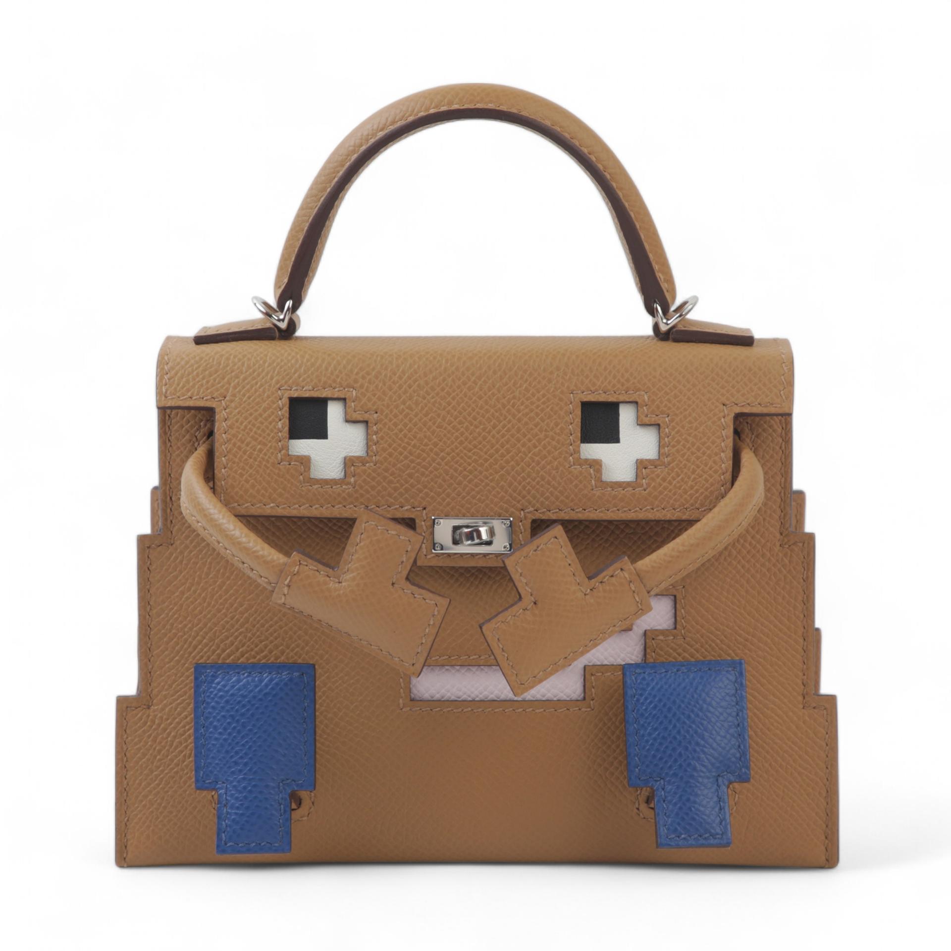 Brand New ( Rank N ) HERMÈS Limited Edition Kelly Doll Picto Biscuit (4B) Bleu France (71) Rose Jaipur (T5) Epsom Palladium hardware W (2024) - 1