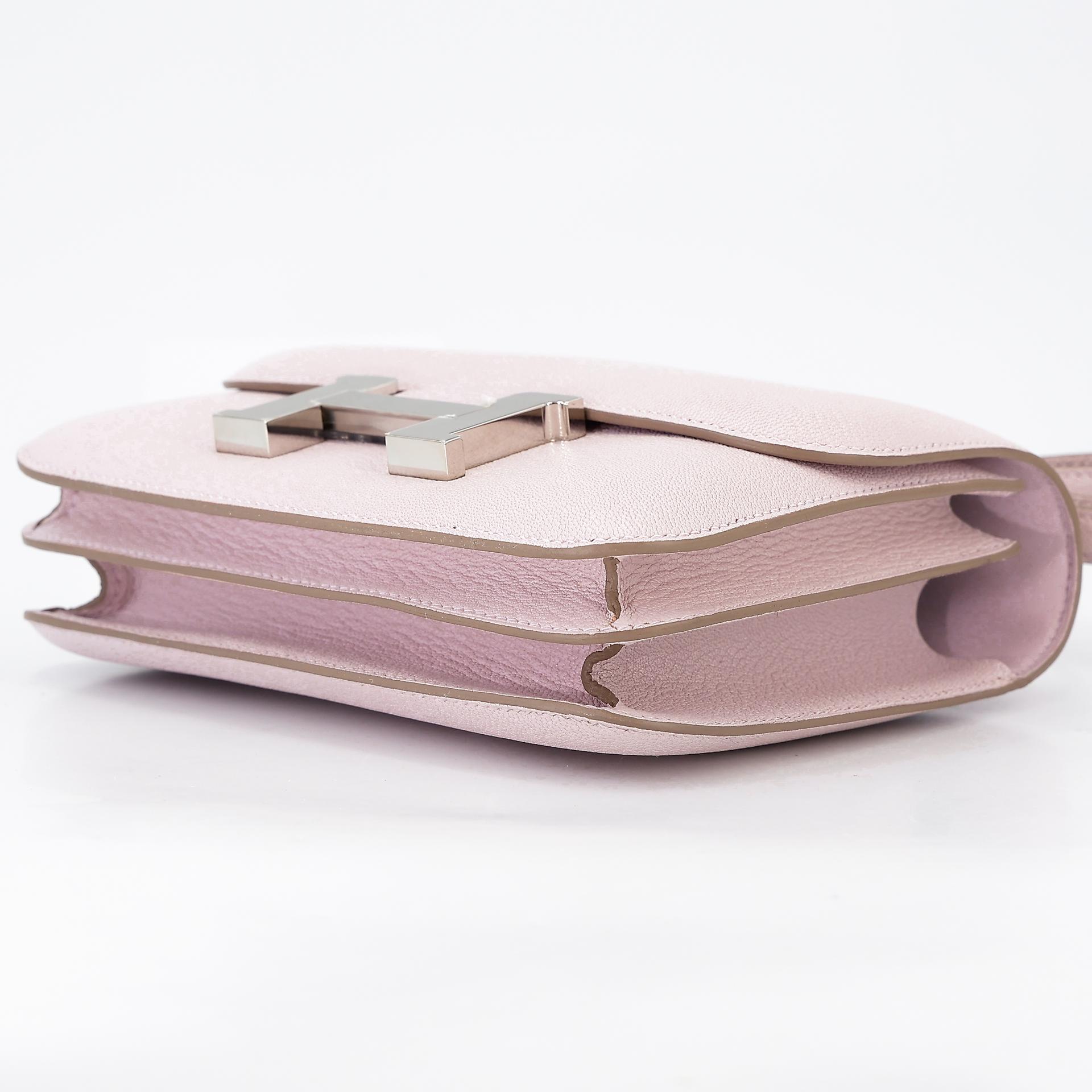 Unused ( Rank NS ) HERMÈS Constance Mini Mauve Pale (09) Chevre Palladium hardware B (2023) - 4