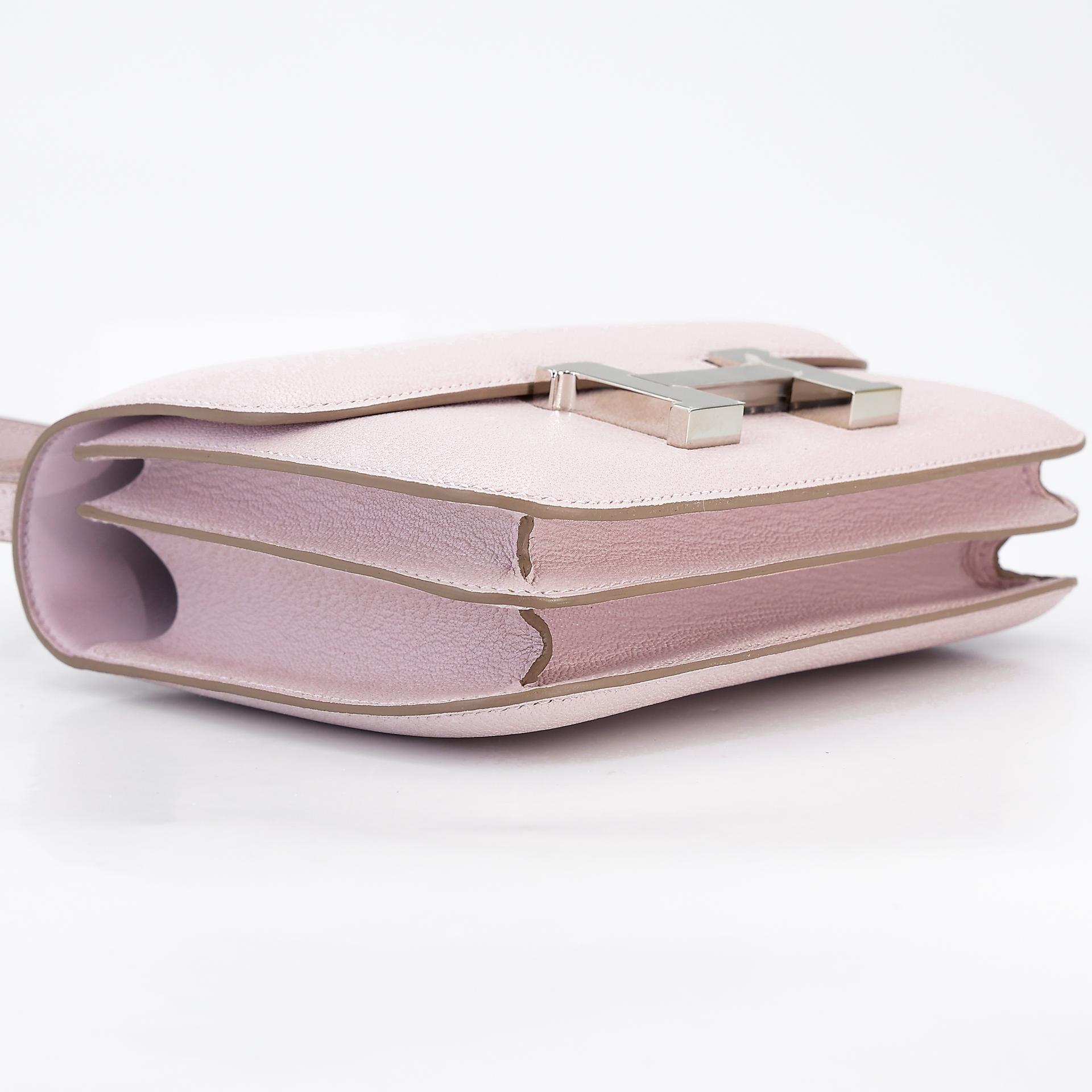 Unused ( Rank NS ) HERMÈS Constance Mini Mauve Pale (09) Chevre Palladium hardware B (2023) - 5
