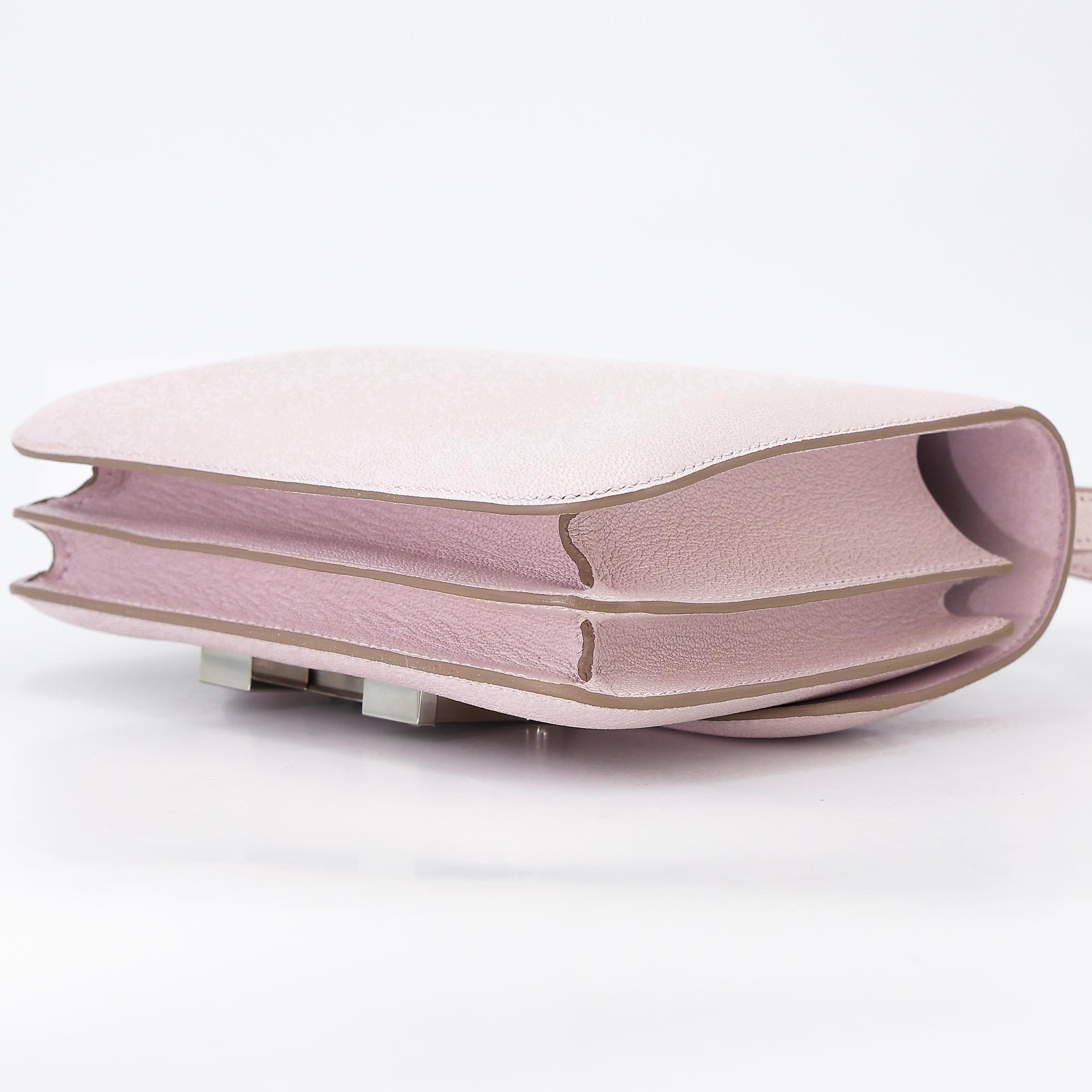 Unused ( Rank NS ) HERMÈS Constance Mini Mauve Pale (09) Chevre Palladium hardware B (2023) - 6