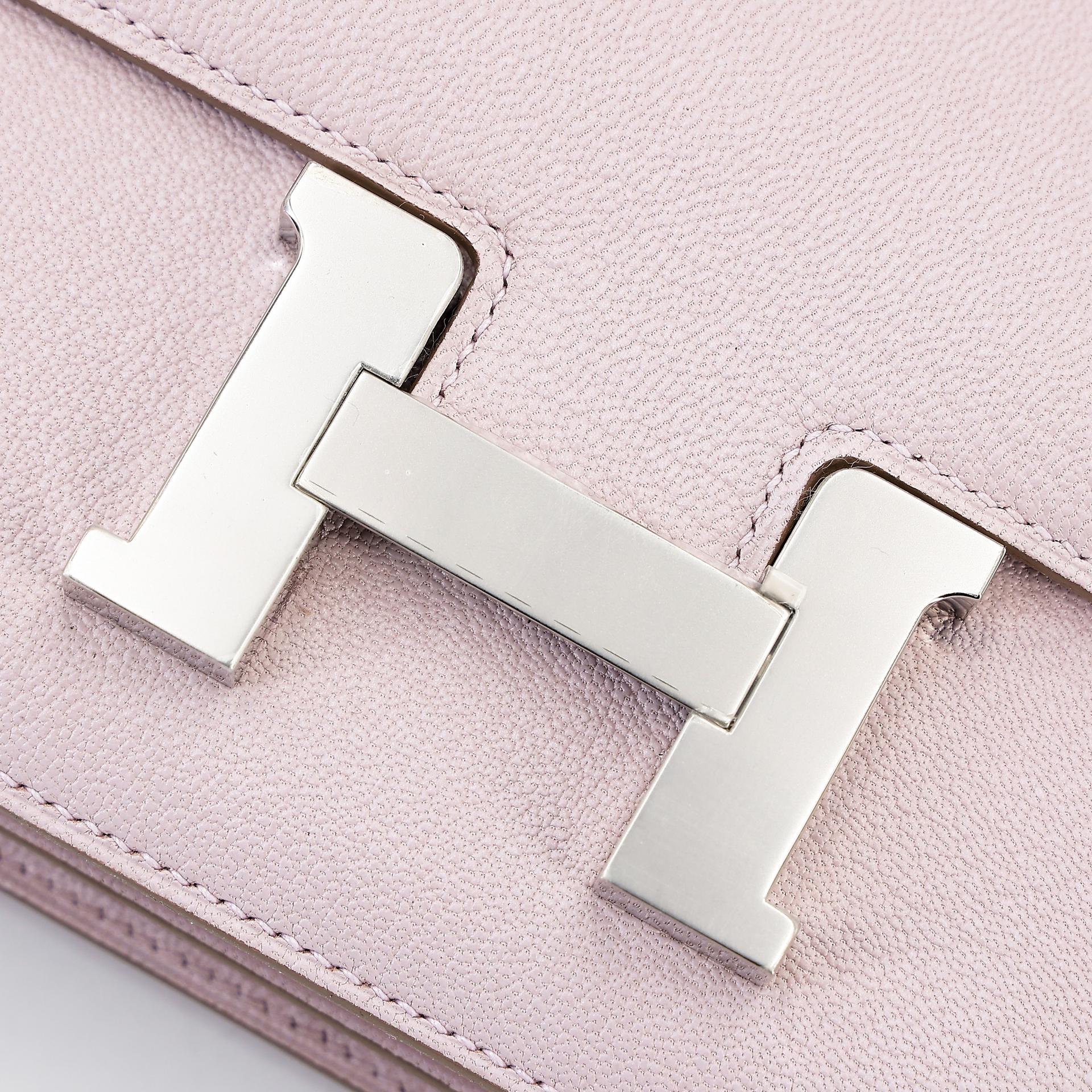 Unused ( Rank NS ) HERMÈS Constance Mini Mauve Pale (09) Chevre Palladium hardware B (2023) - 8