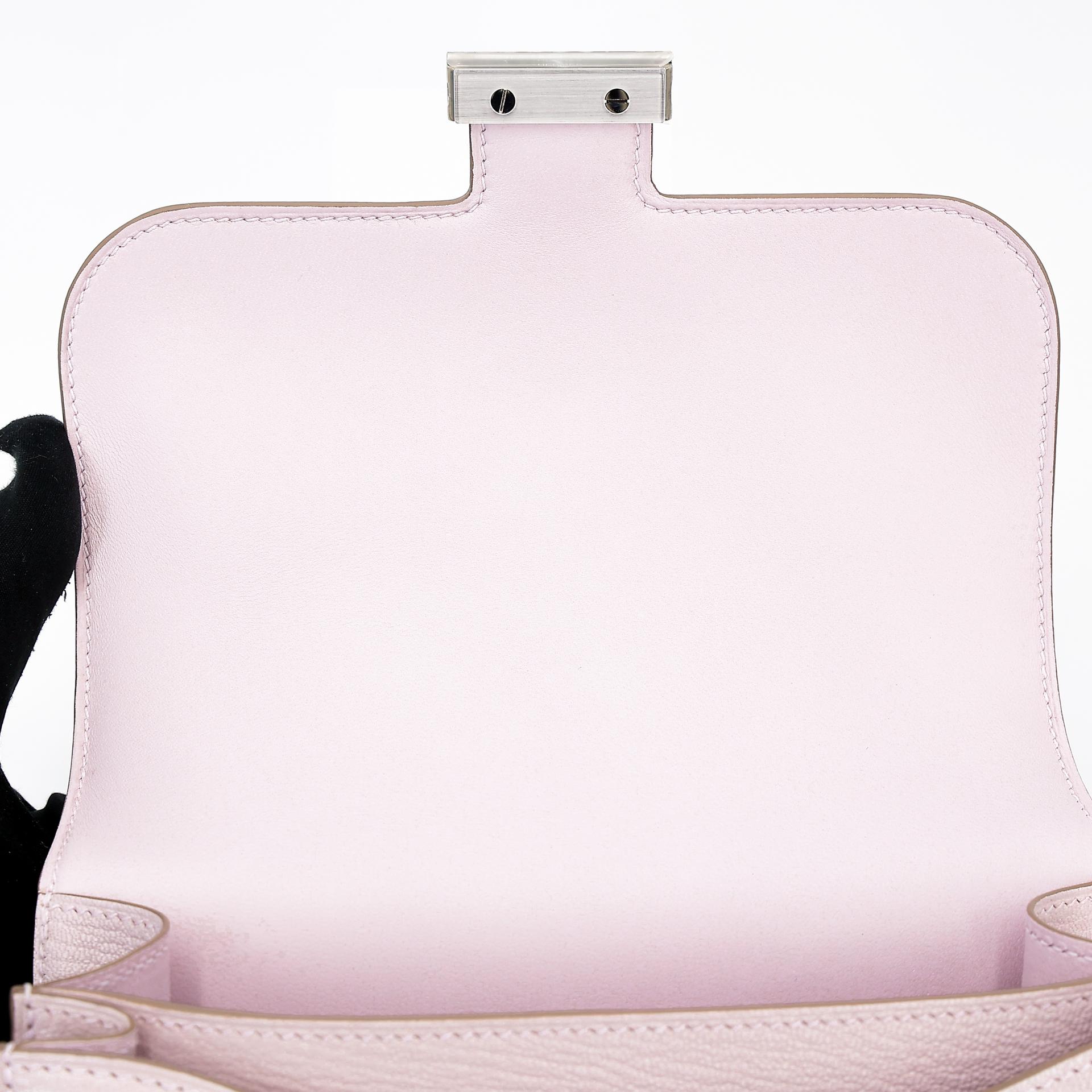 Unused ( Rank NS ) HERMÈS Constance Mini Mauve Pale (09) Chevre Palladium hardware B (2023) - 10