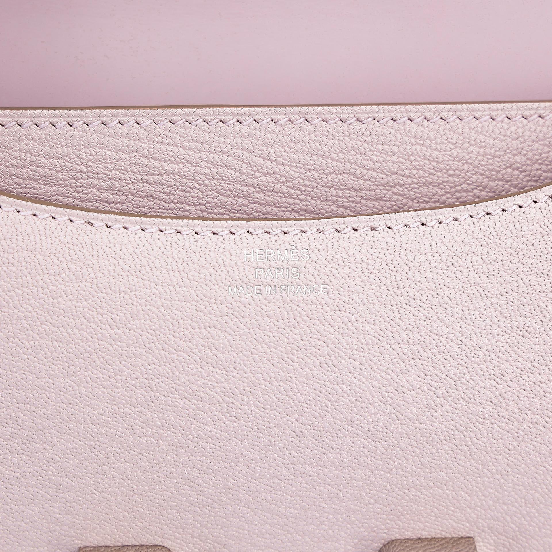 Unused ( Rank NS ) HERMÈS Constance Mini Mauve Pale (09) Chevre Palladium hardware B (2023) - 12