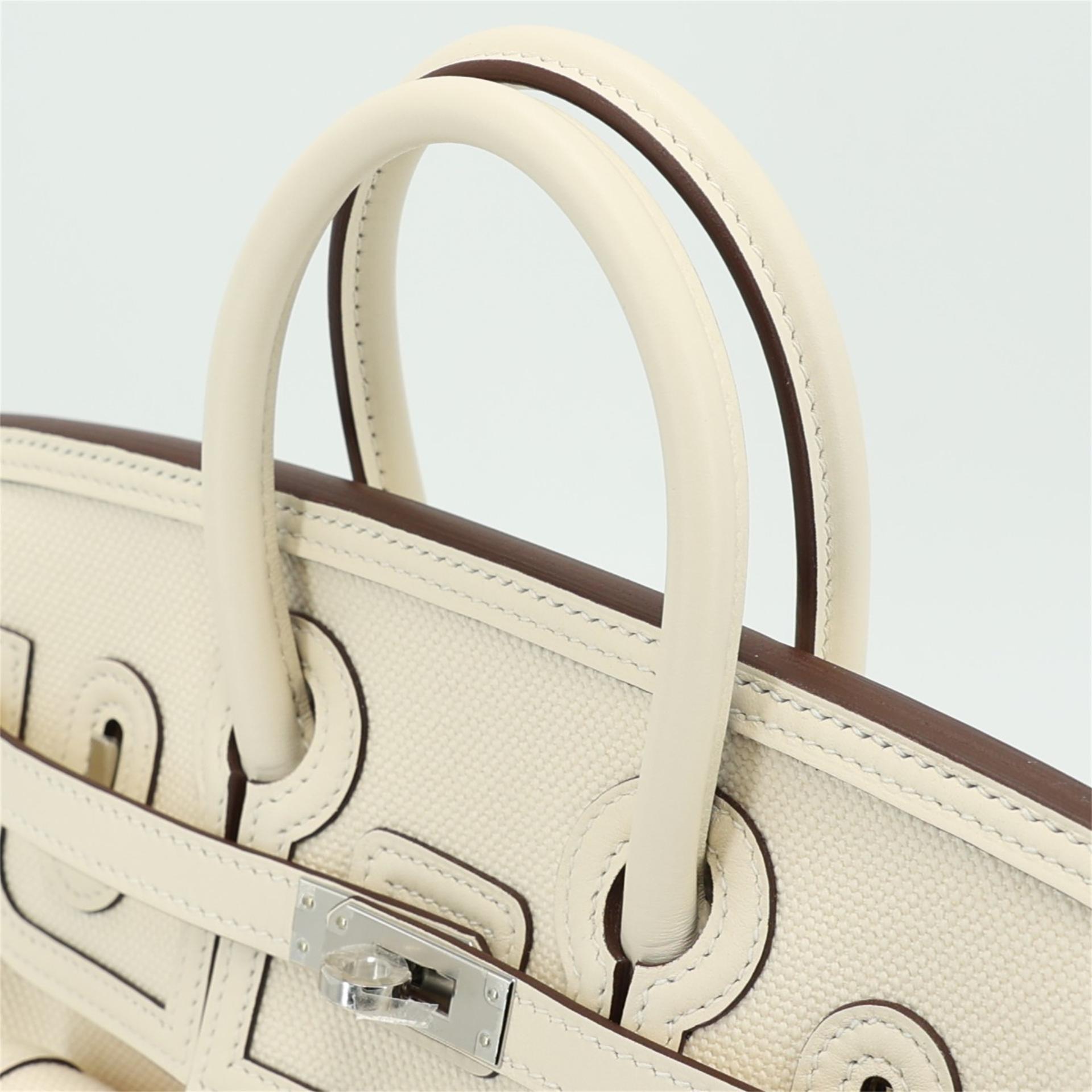 Unused ( Rank NS ) HERMÈS Limited Edition Birkin Cargo 25 Nata (I2) Swift Canvas Palladium hardware U (2022) - 3
