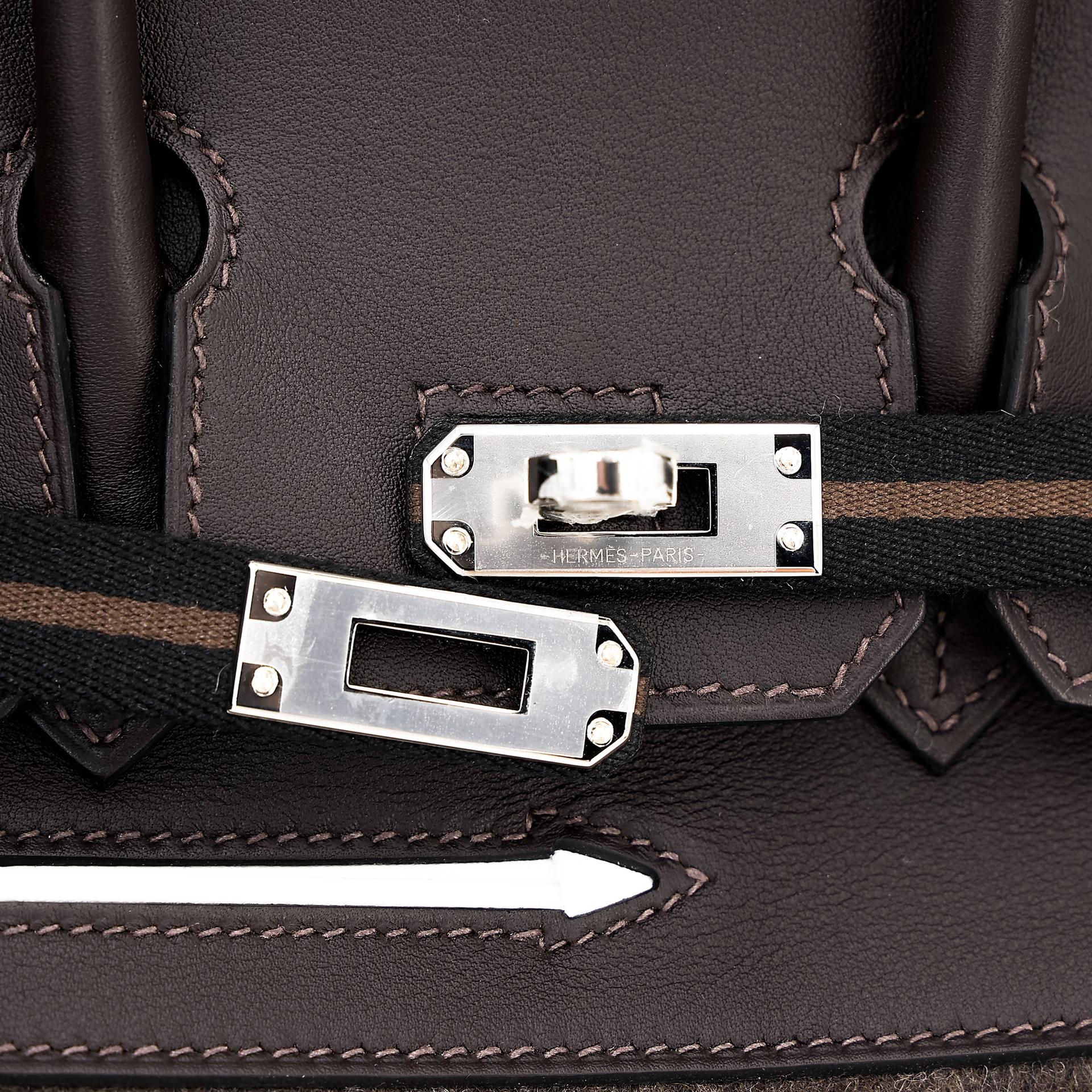 Brand New ( Rank N ) HERMÈS Limited Edition Birkin 25 Go Team Ebene (46) Chocolat (47) New White (0U) Black (89) Swift Feutre Palladium hardware W (2024) - 10
