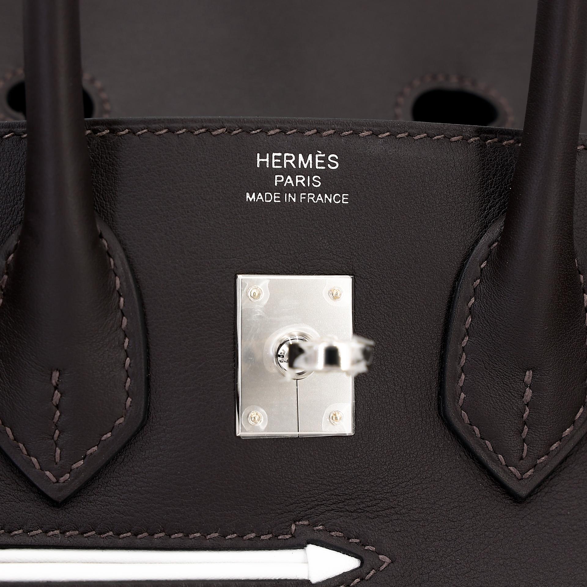 Brand New ( Rank N ) HERMÈS Limited Edition Birkin 25 Go Team Ebene (46) Chocolat (47) New White (0U) Black (89) Swift Feutre Palladium hardware W (2024) - 11