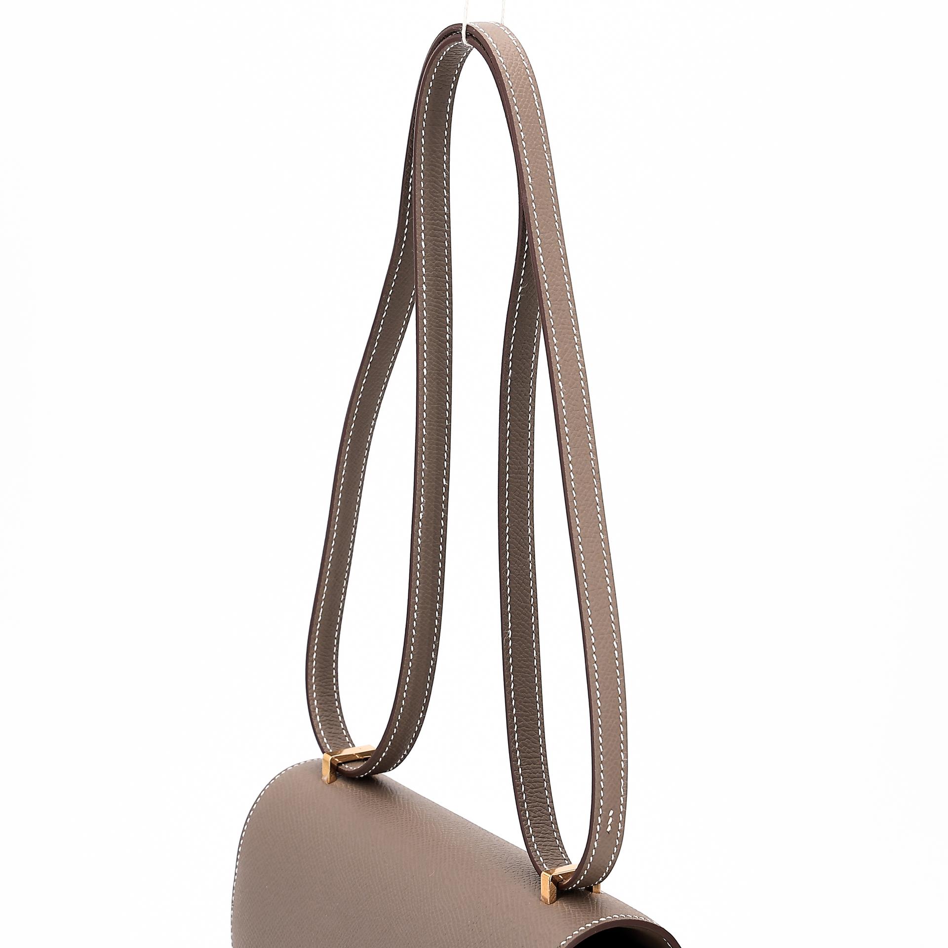 Unused ( Rank NS ) HERMÈS Constance Mini Etoupe (18) Epsom Gold hardware B (2023) - 3