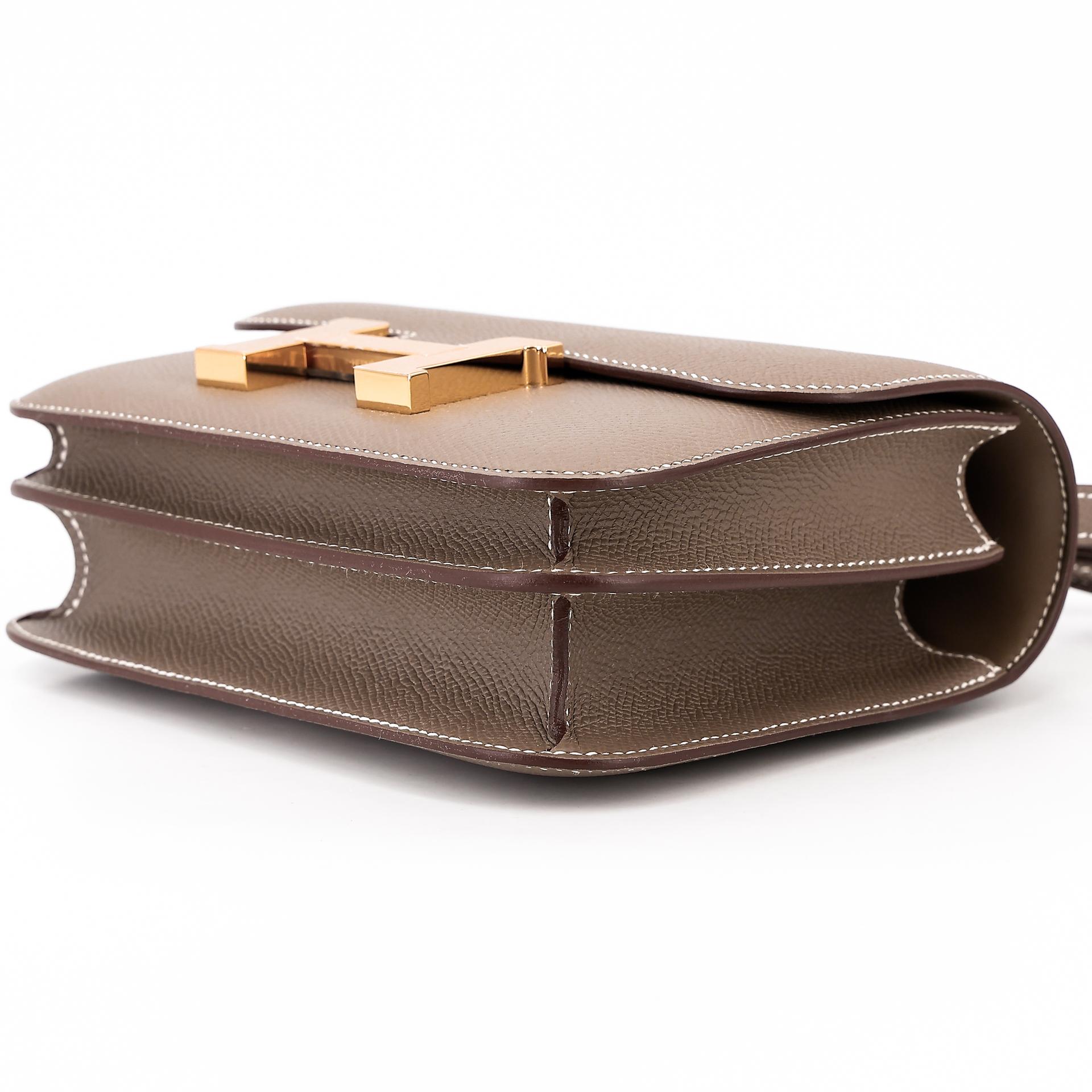 Unused ( Rank NS ) HERMÈS Constance Mini Etoupe (18) Epsom Gold hardware B (2023) - 4
