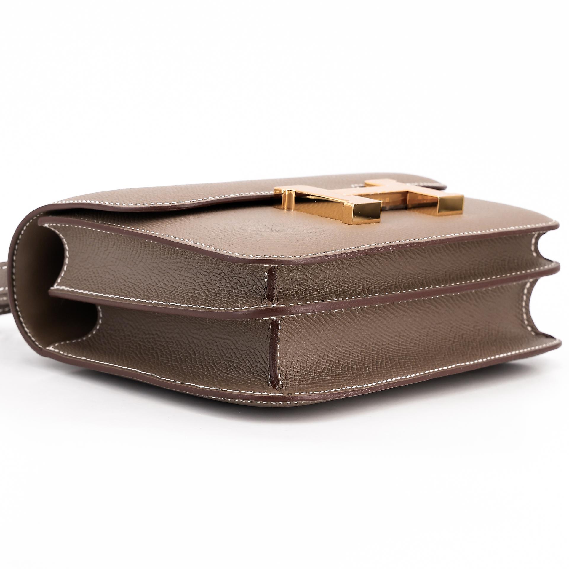 Unused ( Rank NS ) HERMÈS Constance Mini Etoupe (18) Epsom Gold hardware B (2023) - 5