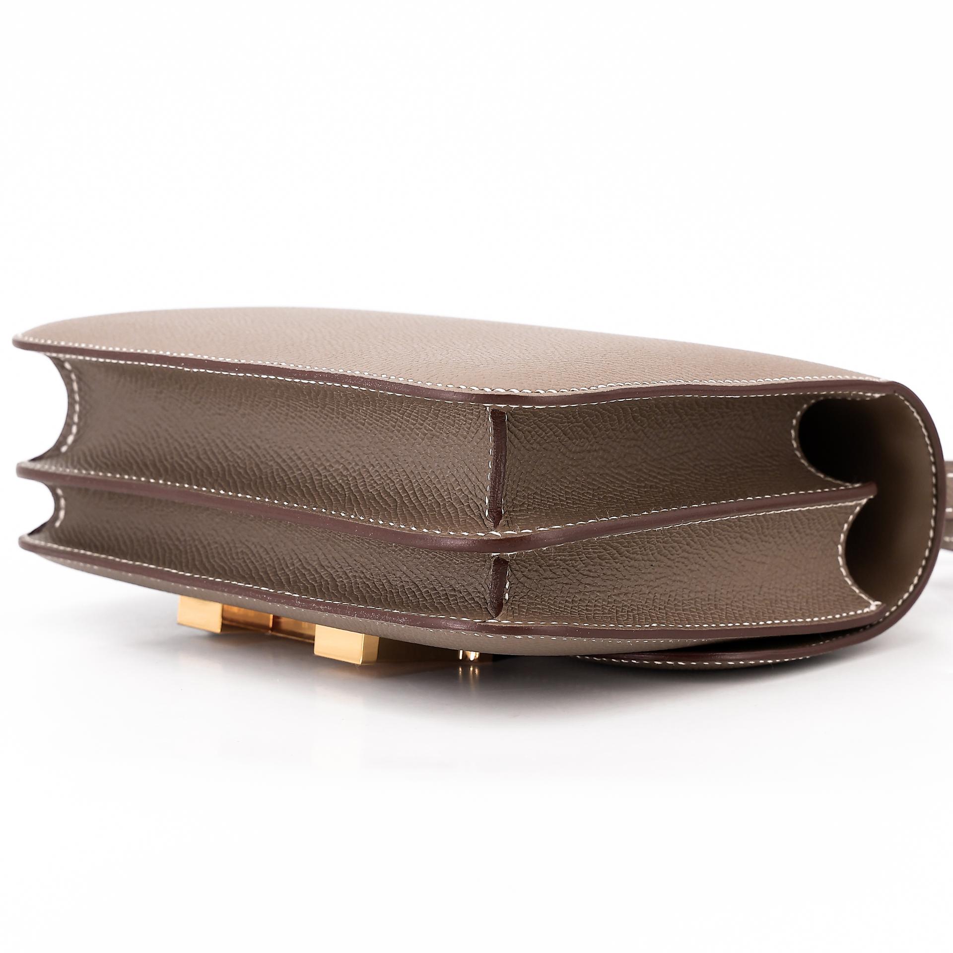 Unused ( Rank NS ) HERMÈS Constance Mini Etoupe (18) Epsom Gold hardware B (2023) - 6