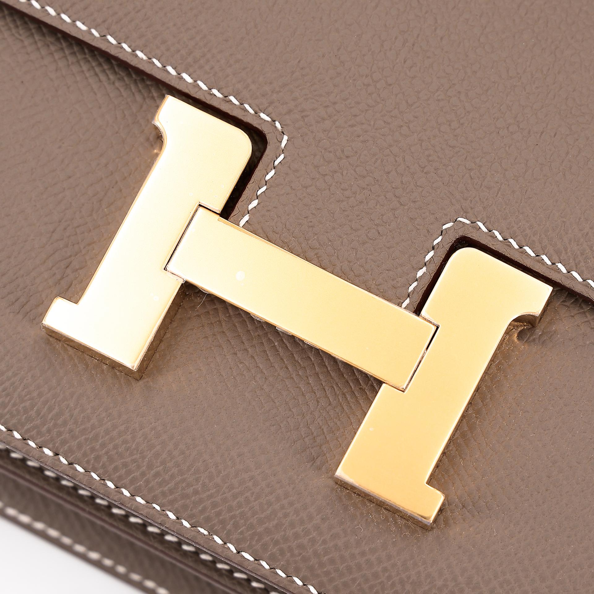 Unused ( Rank NS ) HERMÈS Constance Mini Etoupe (18) Epsom Gold hardware B (2023) - 8