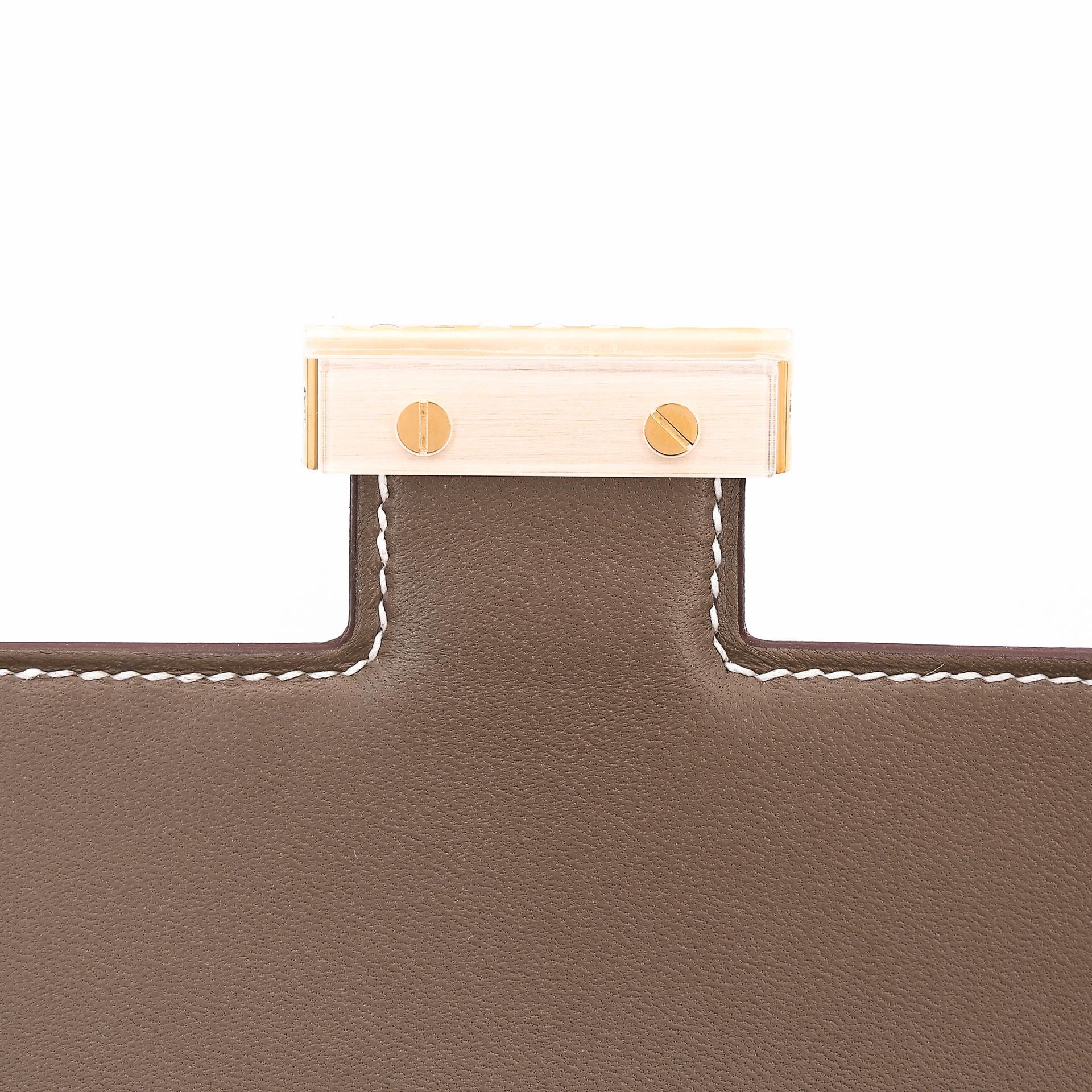 Unused ( Rank NS ) HERMÈS Constance Mini Etoupe (18) Epsom Gold hardware B (2023) - 9