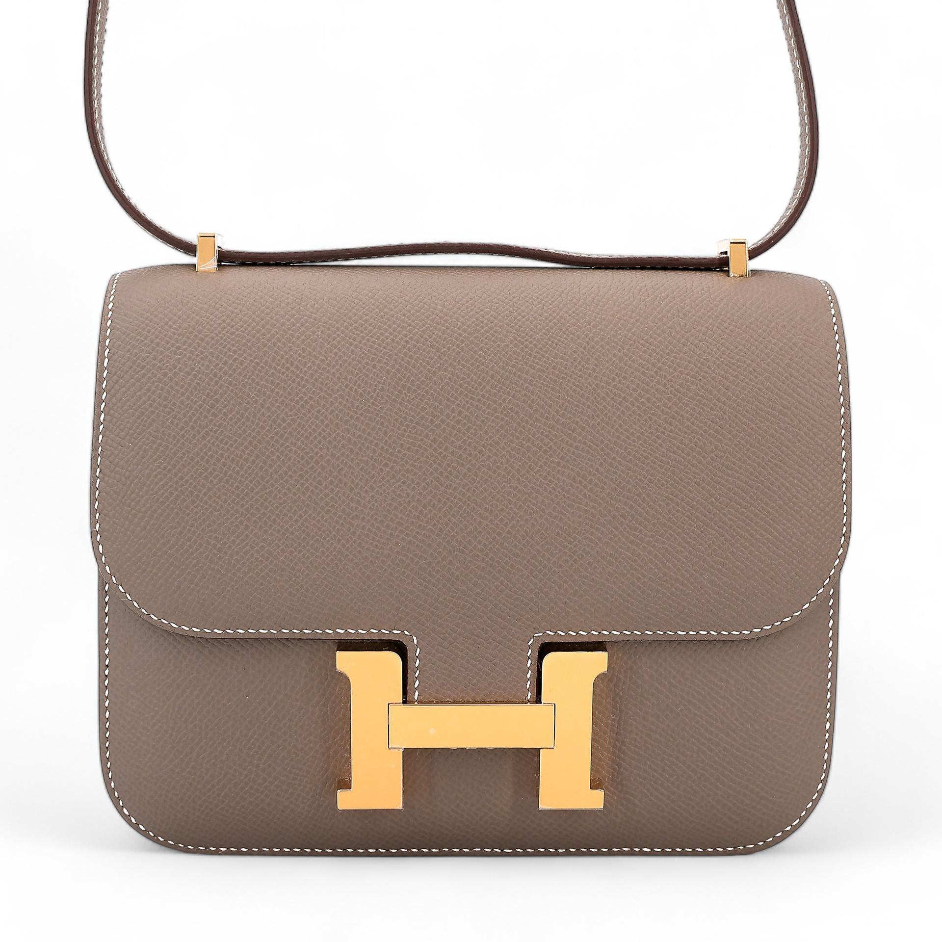 Unused ( Rank NS ) HERMÈS Constance Mini Etoupe (18) Epsom Gold hardware B (2023) - 1
