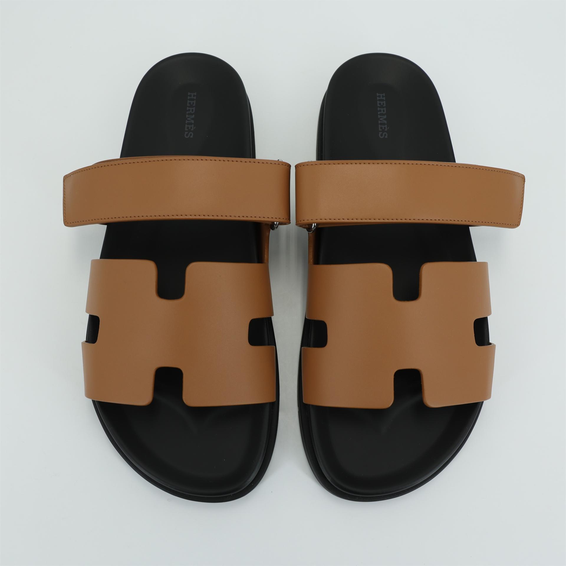 Brand New ( Rank N ) HERMÈS Chypre Sandals Natural (27) Calfskin - 2