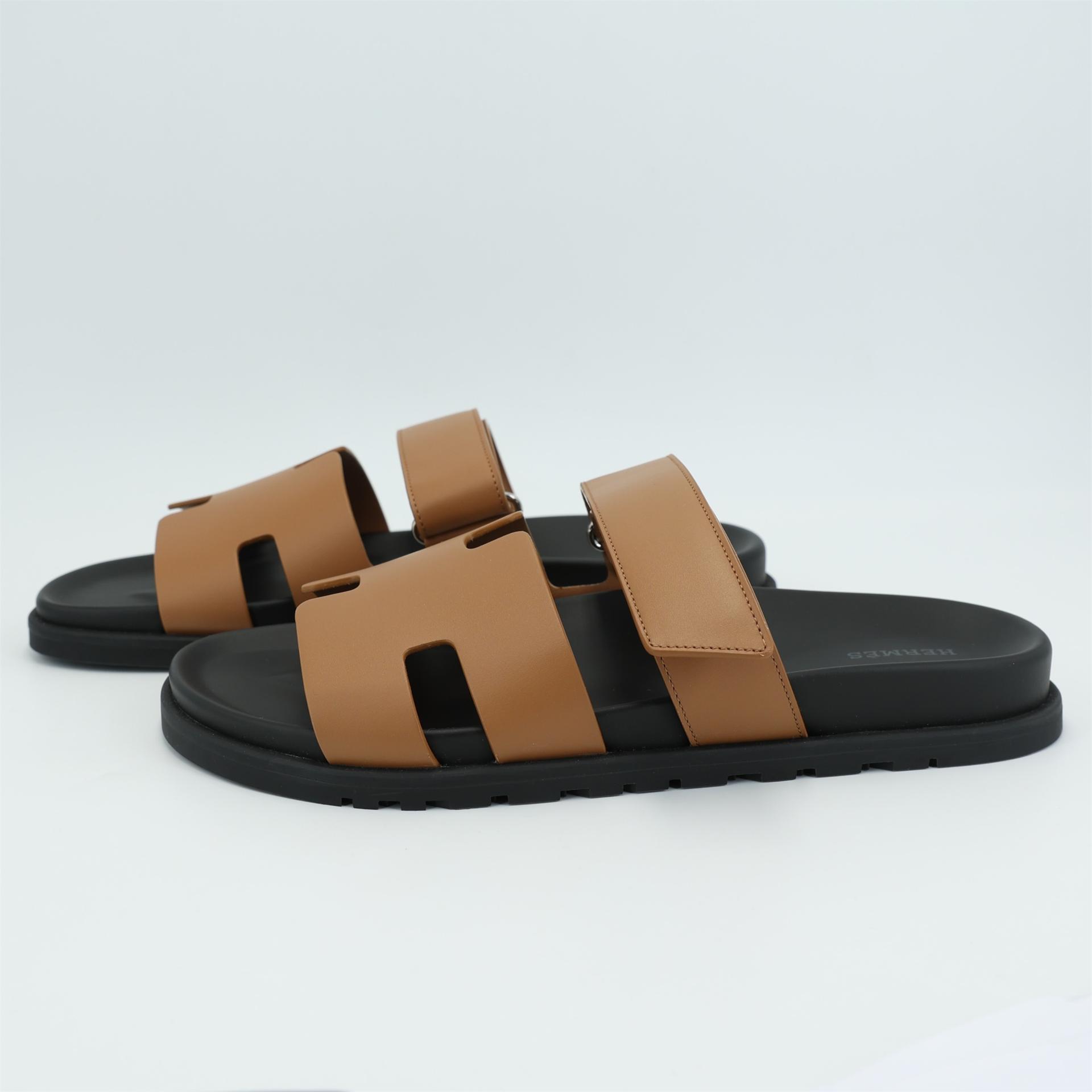 Brand New ( Rank N ) HERMÈS Chypre Sandals Natural (27) Calfskin - 4