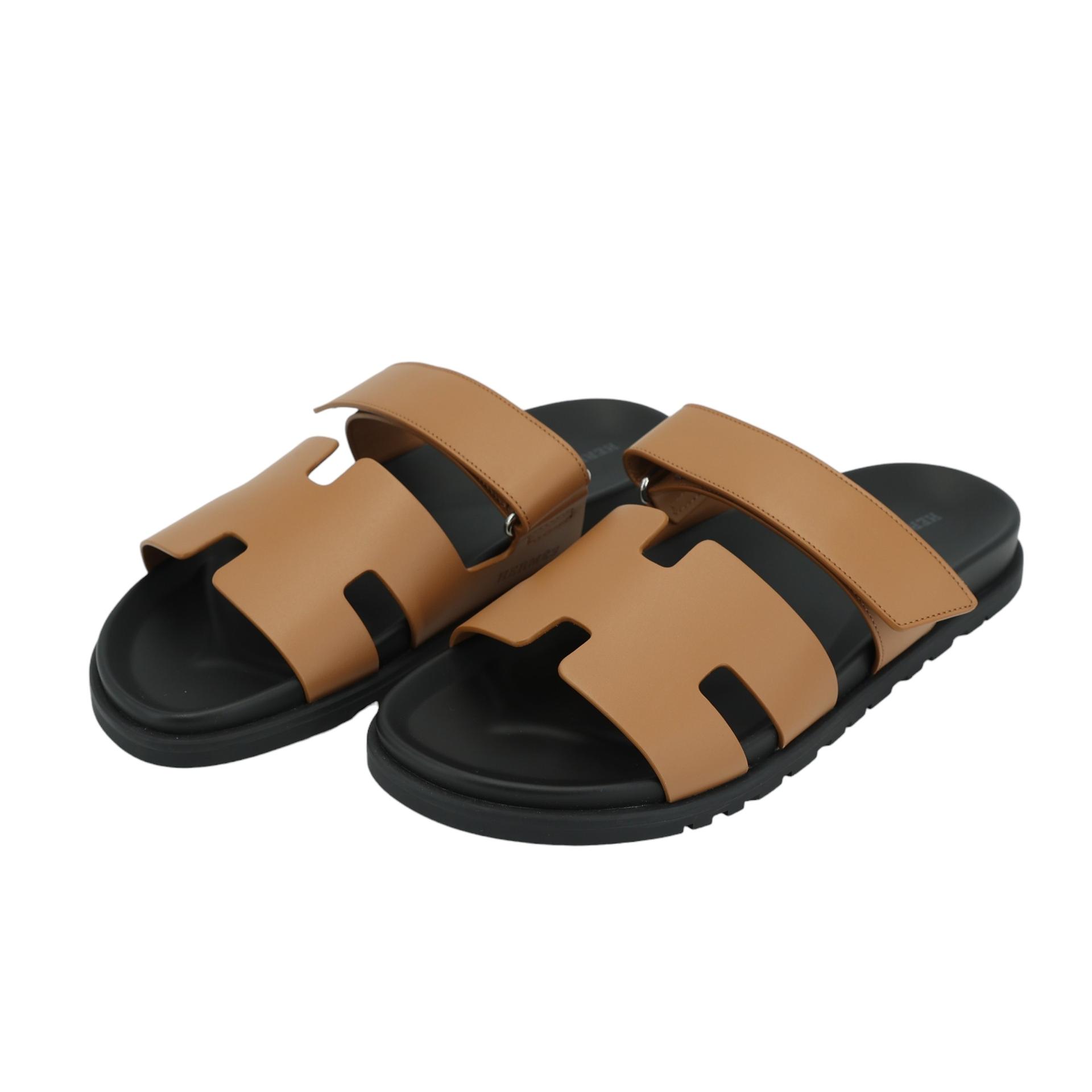 Brand New ( Rank N ) HERMÈS Chypre Sandals Natural (27) Calfskin - 1