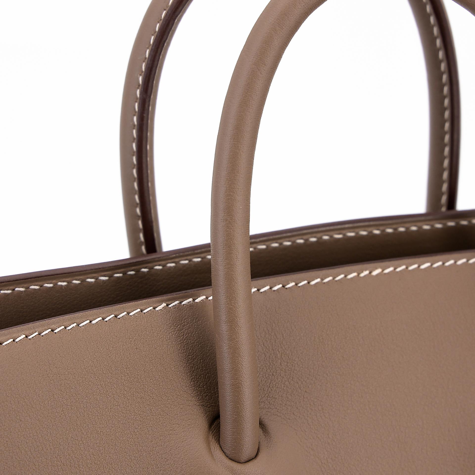Unused ( Rank NS ) HERMÈS Limited Edition Birkin 25 Shadow Etoupe (18) Swift Palladium hardware Z (2021) - 9