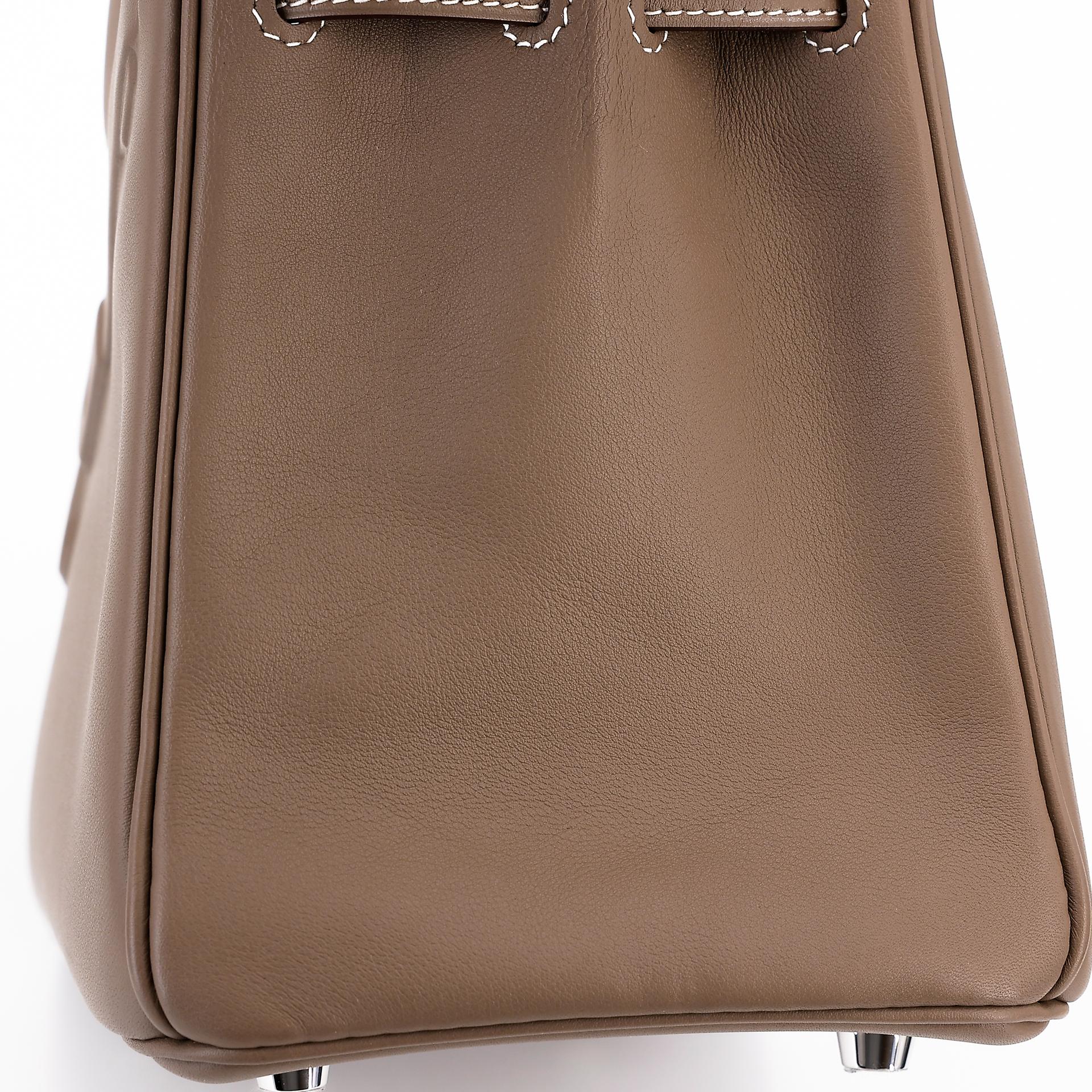 Unused ( Rank NS ) HERMÈS Limited Edition Birkin 25 Shadow Etoupe (18) Swift Palladium hardware Z (2021) - 14