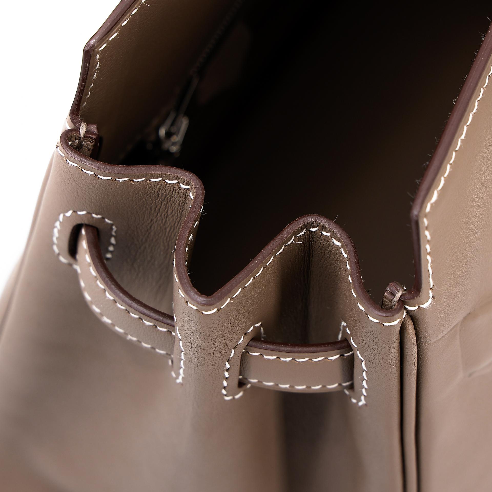 Unused ( Rank NS ) HERMÈS Limited Edition Birkin 25 Shadow Etoupe (18) Swift Palladium hardware Z (2021) - 21