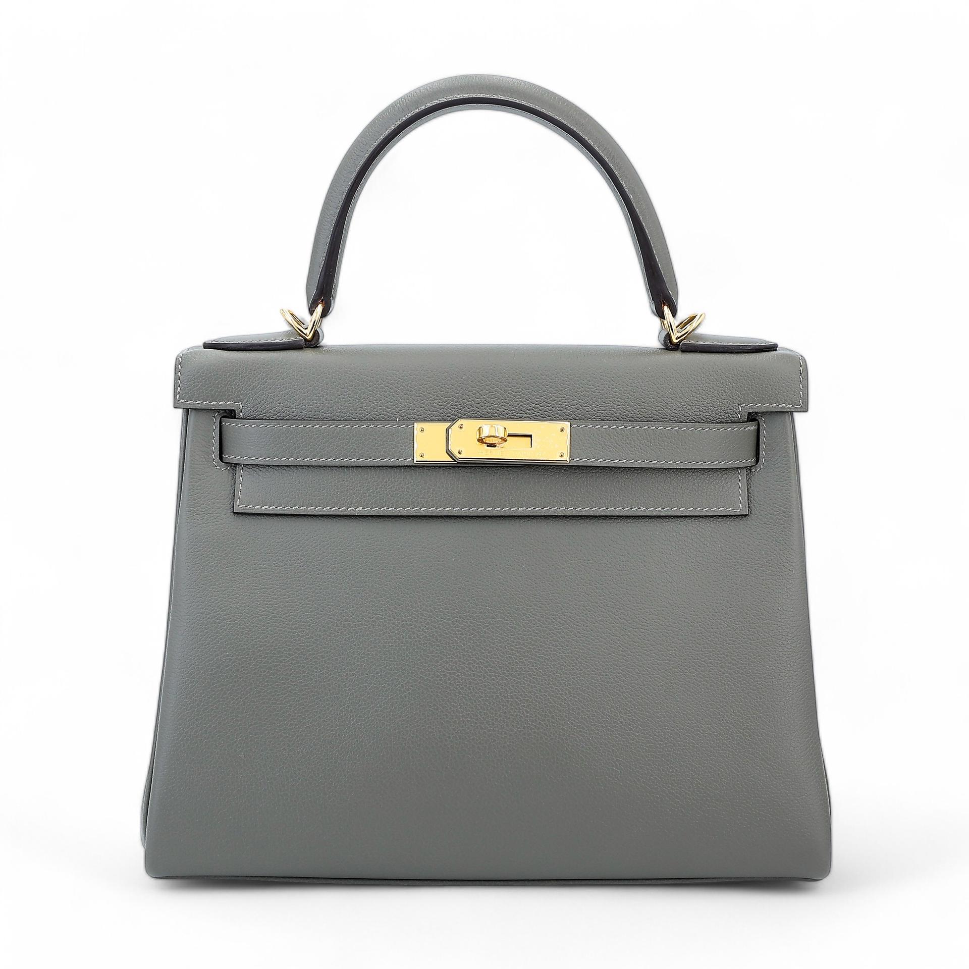 Brand New ( Rank N ) HERMÈS Kelly 28 Gris Meyer (0L) Evercolor Gold hardware W (2024) - 1