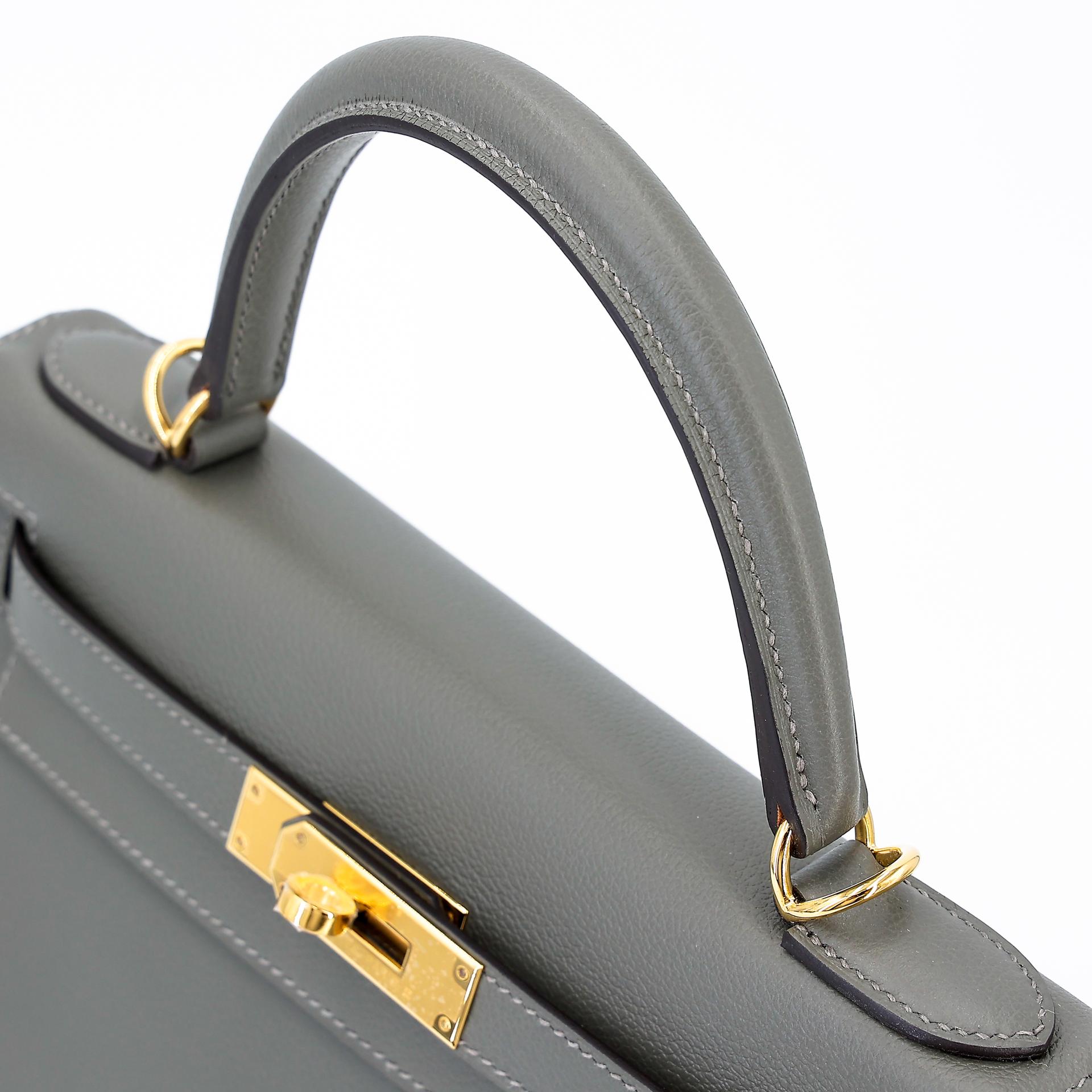 Brand New ( Rank N ) HERMÈS Kelly 28 Gris Meyer (0L) Evercolor Gold hardware W (2024) - 3