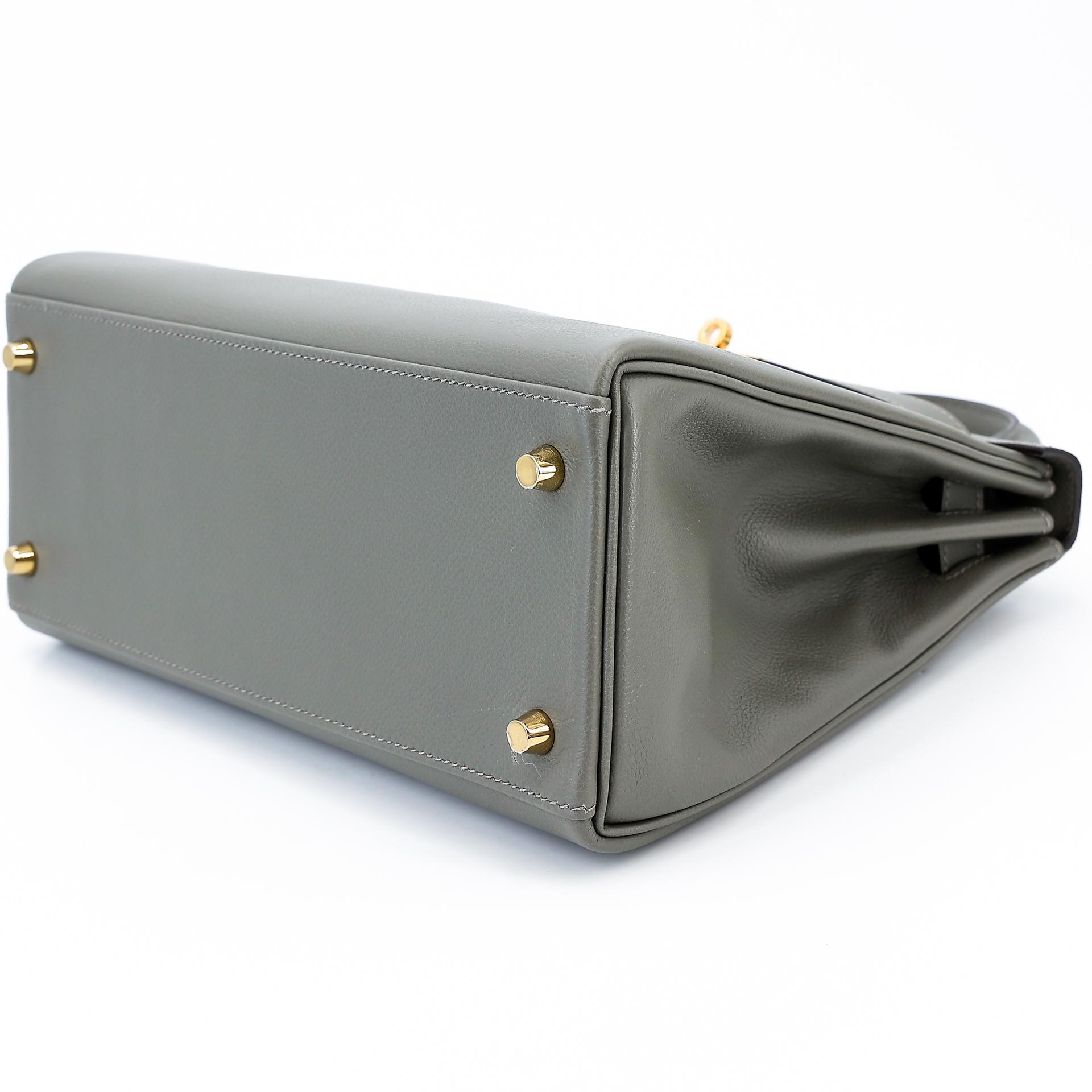 Brand New ( Rank N ) HERMÈS Kelly 28 Gris Meyer (0L) Evercolor Gold hardware W (2024) - 4