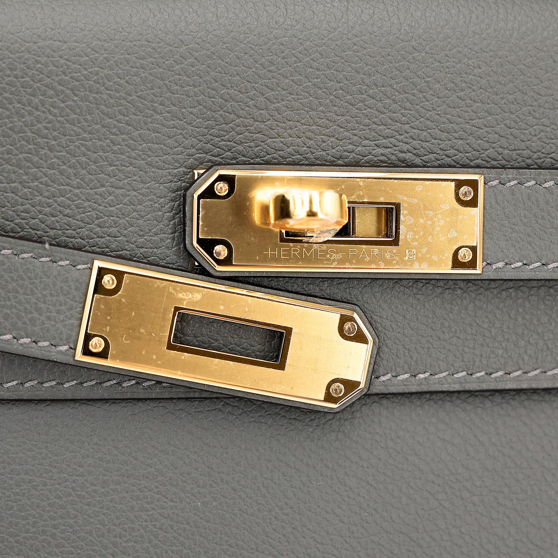 Brand New ( Rank N ) HERMÈS Kelly 28 Gris Meyer (0L) Evercolor Gold hardware W (2024) - 8