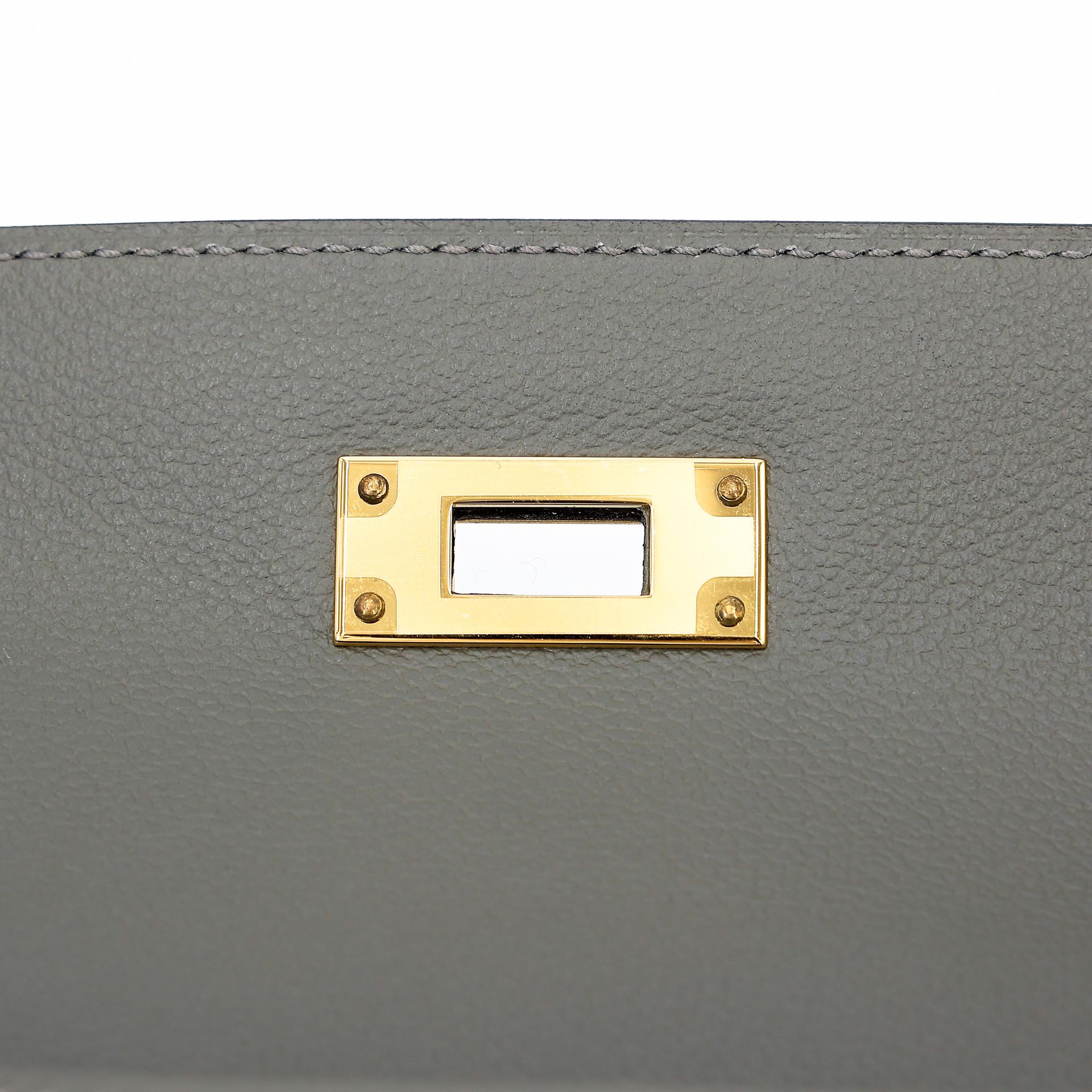 Brand New ( Rank N ) HERMÈS Kelly 28 Gris Meyer (0L) Evercolor Gold hardware W (2024) - 10