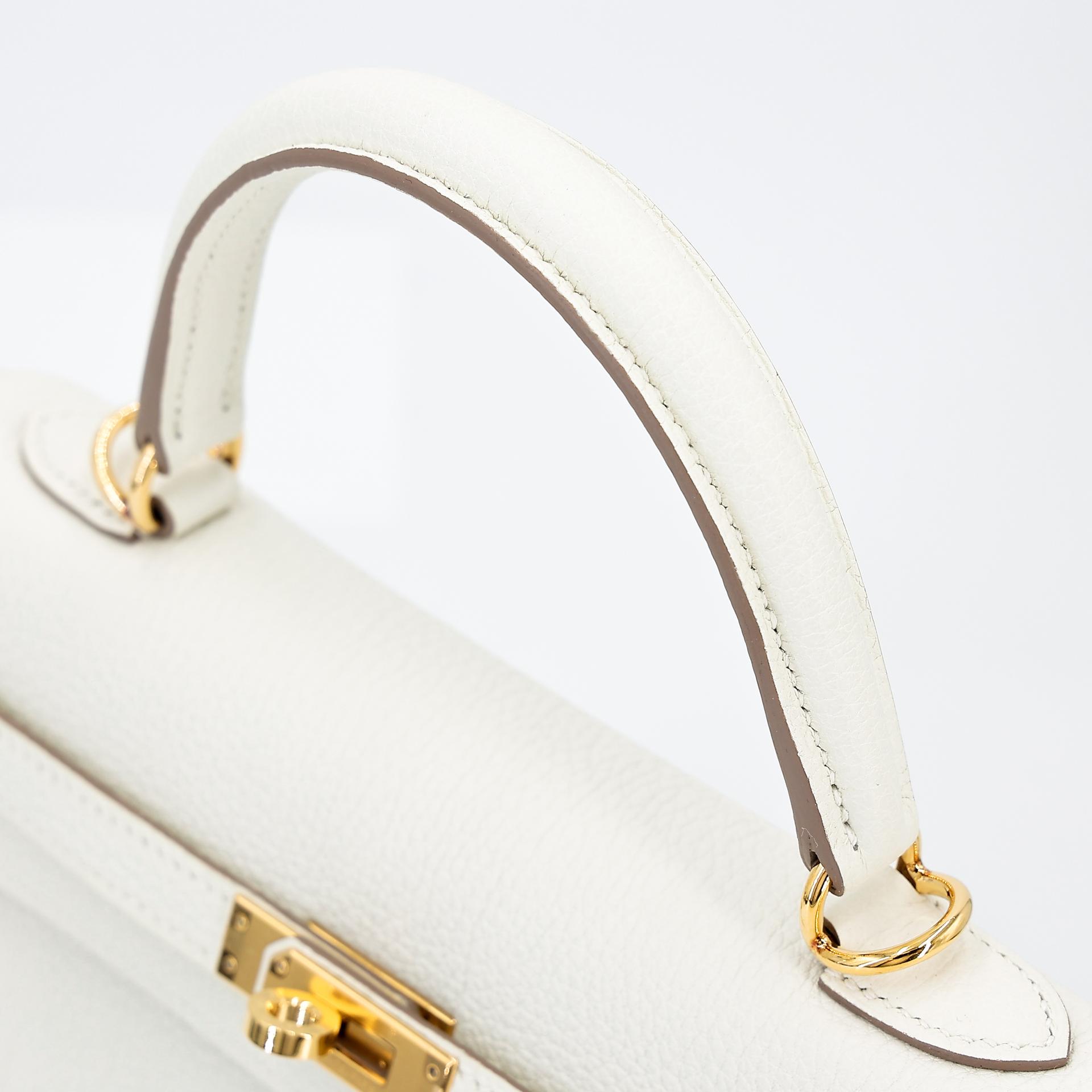 Brand New ( Rank N ) HERMÈS Kelly 25 Mushroom (0T) Togo Gold hardware B (2023) - 3