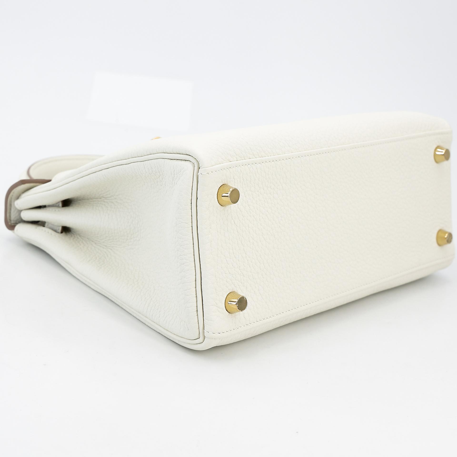Brand New ( Rank N ) HERMÈS Kelly 25 Mushroom (0T) Togo Gold hardware B (2023) - 5