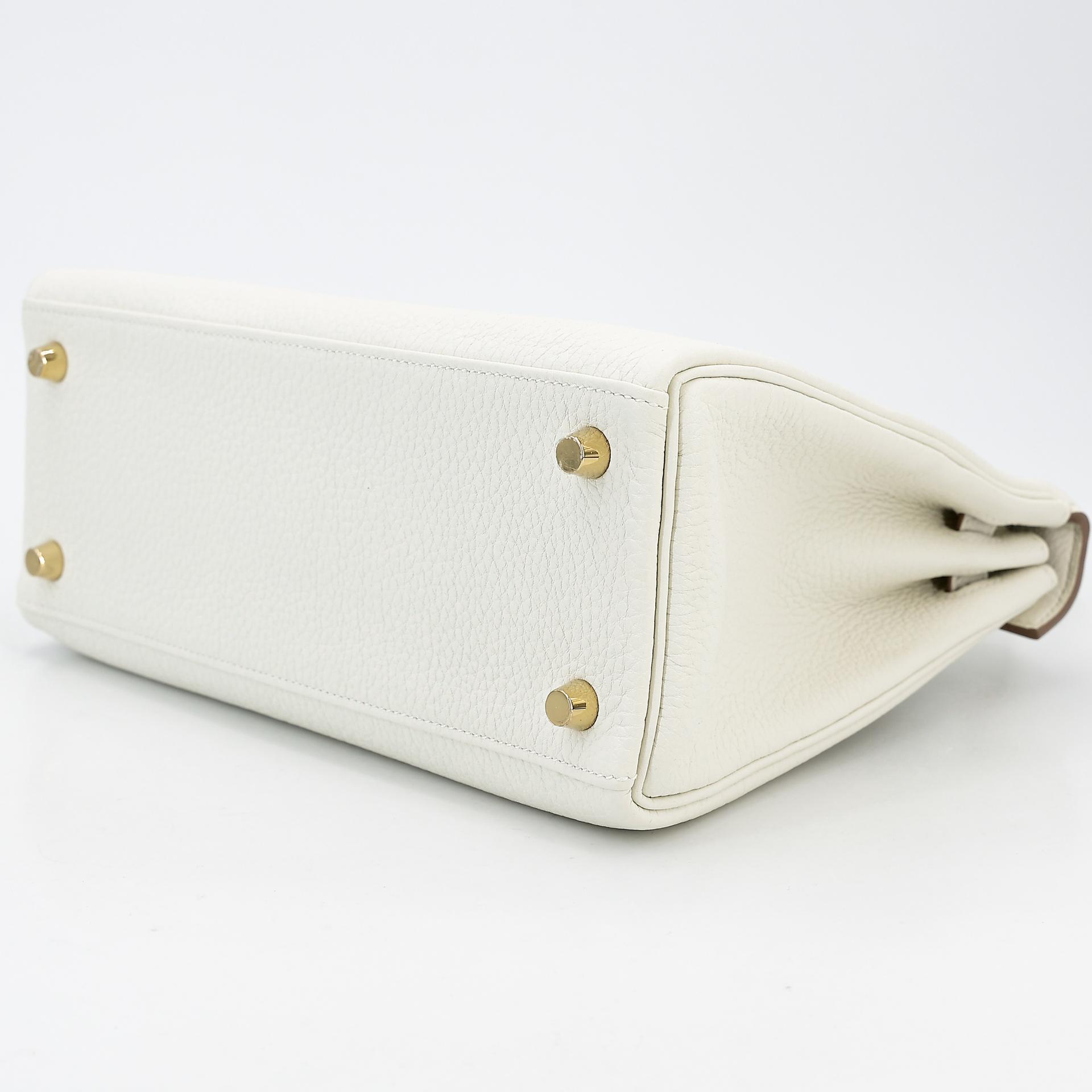 Brand New ( Rank N ) HERMÈS Kelly 25 Mushroom (0T) Togo Gold hardware B (2023) - 6