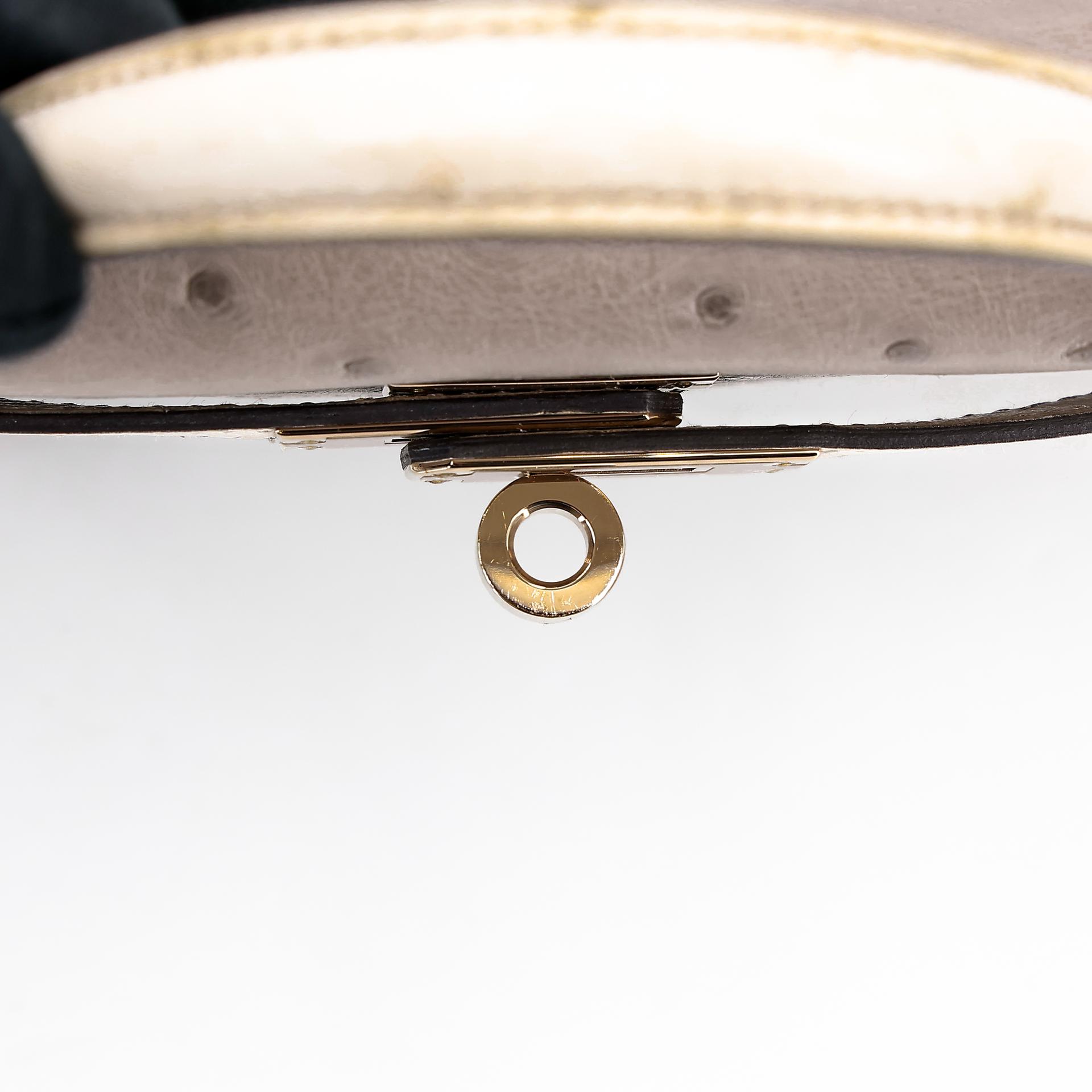 Unused ( Rank NS ) HERMÈS Special Order Mini Kelly II HSS Gris Tourterelle (81) Beton (8L) Ostrich Permabrass hardware B (2023) - 9