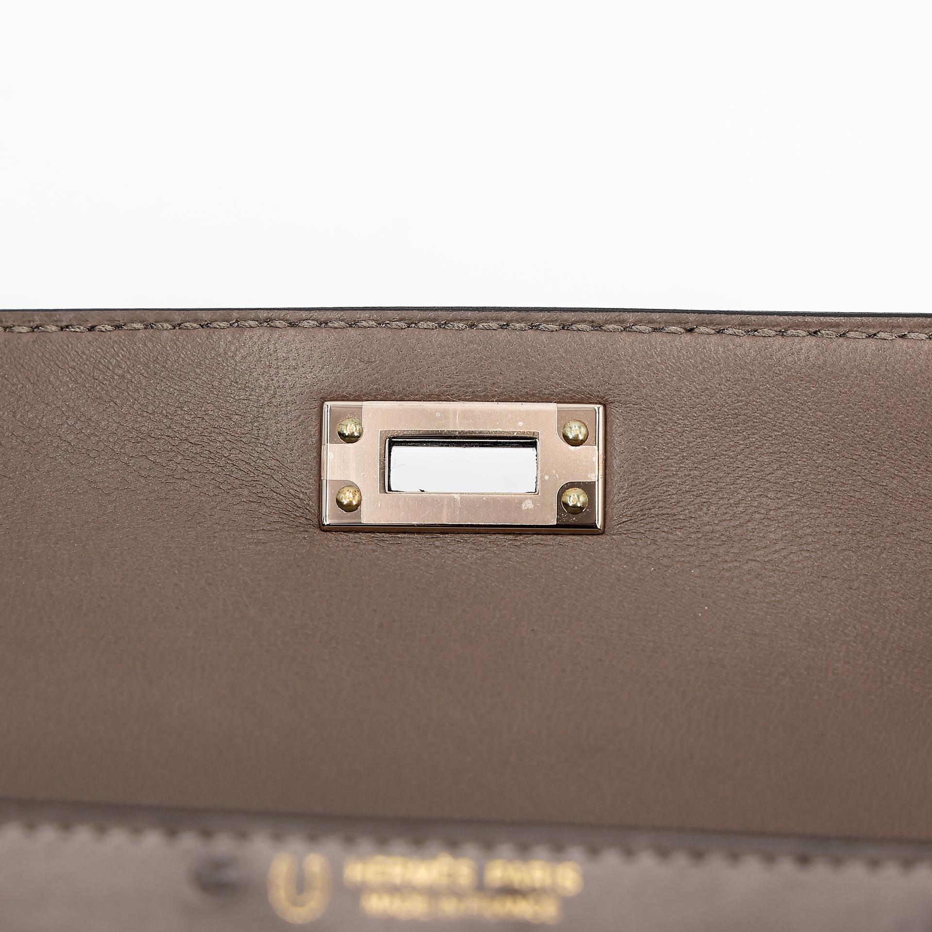Unused ( Rank NS ) HERMÈS Special Order Mini Kelly II HSS Gris Tourterelle (81) Beton (8L) Ostrich Permabrass hardware B (2023) - 12