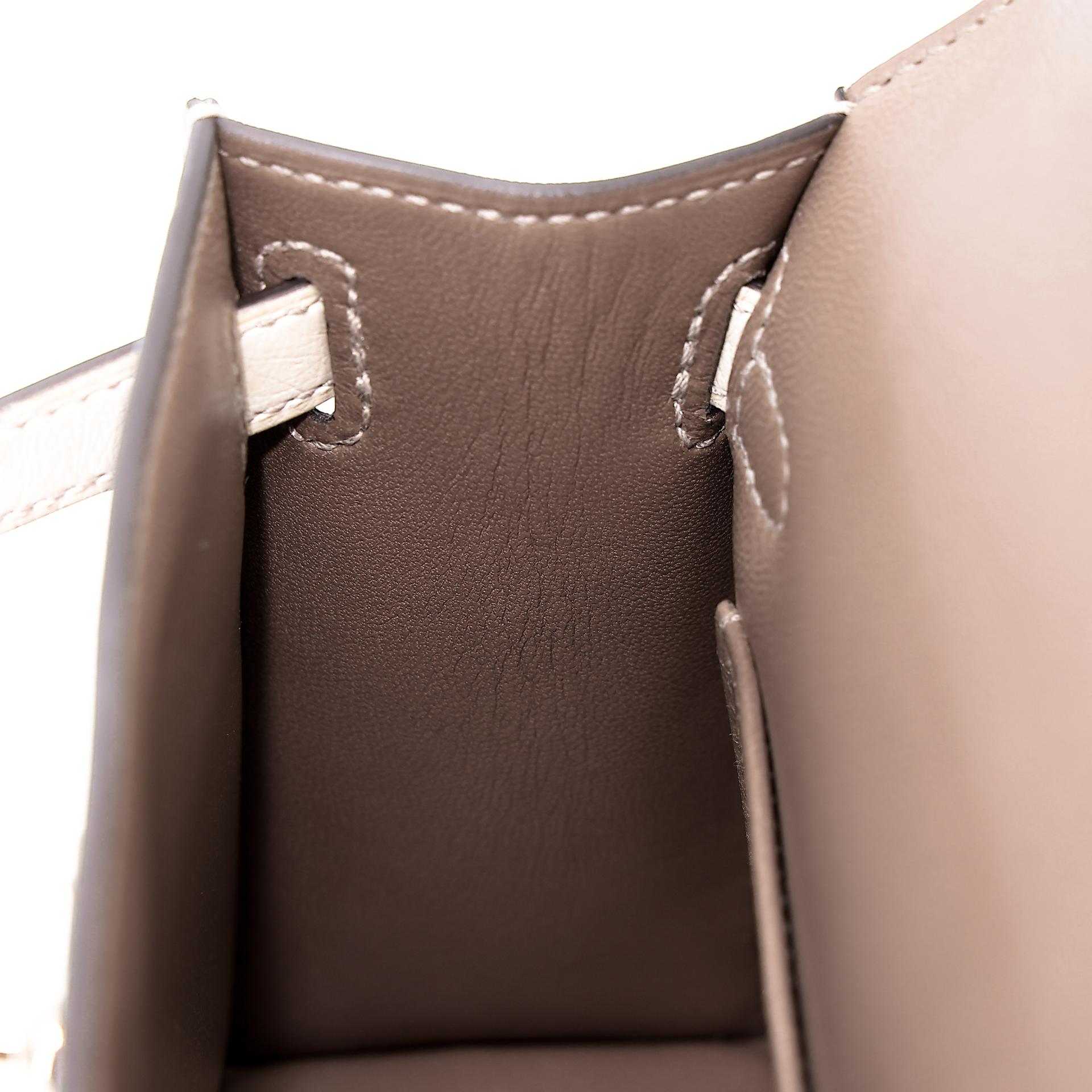 Unused ( Rank NS ) HERMÈS Special Order Mini Kelly II HSS Gris Tourterelle (81) Beton (8L) Ostrich Permabrass hardware B (2023) - 19