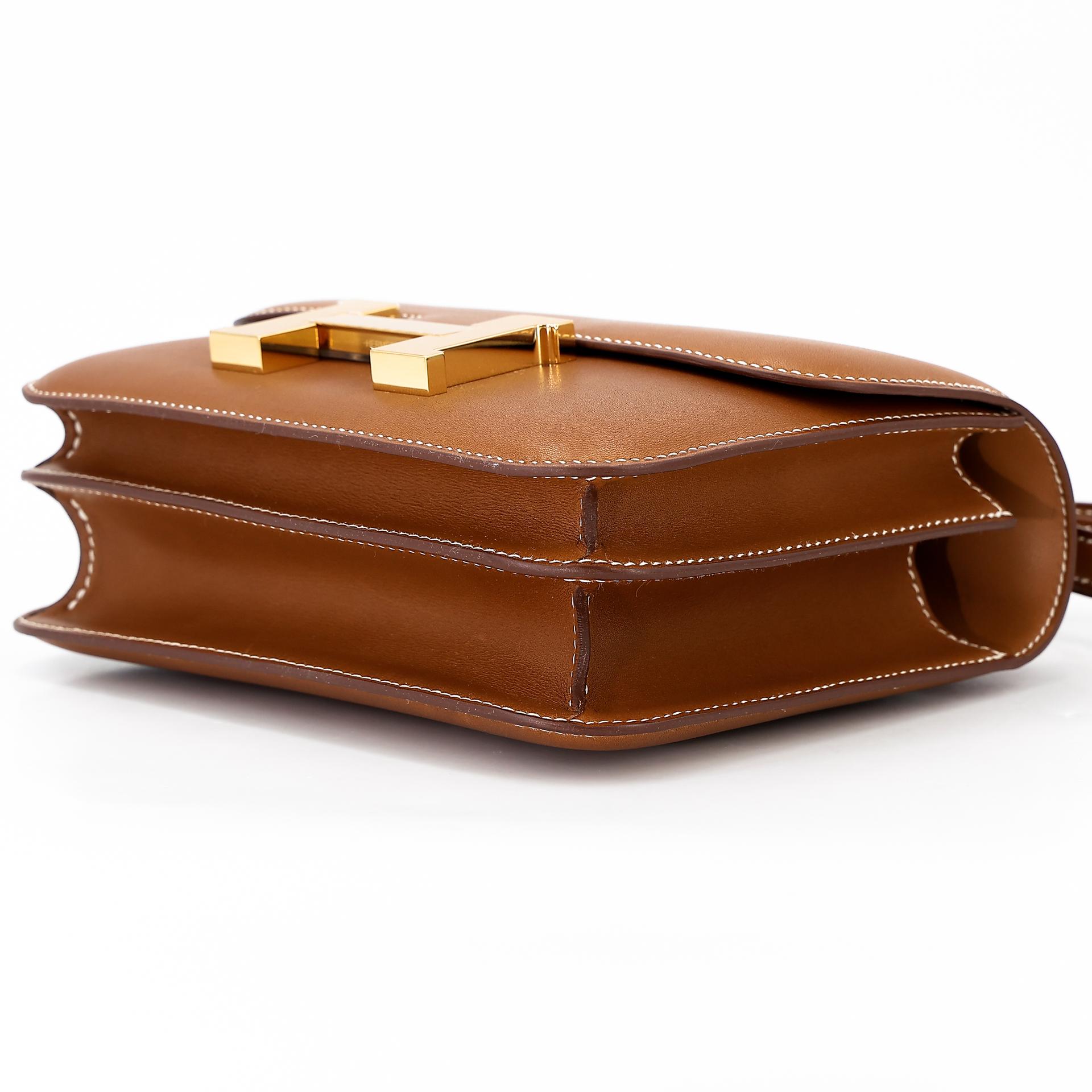 Unused ( Rank NS ) HERMÈS Constance Mini Fauve (34) Barenia Gold hardware Y (2020) - 4