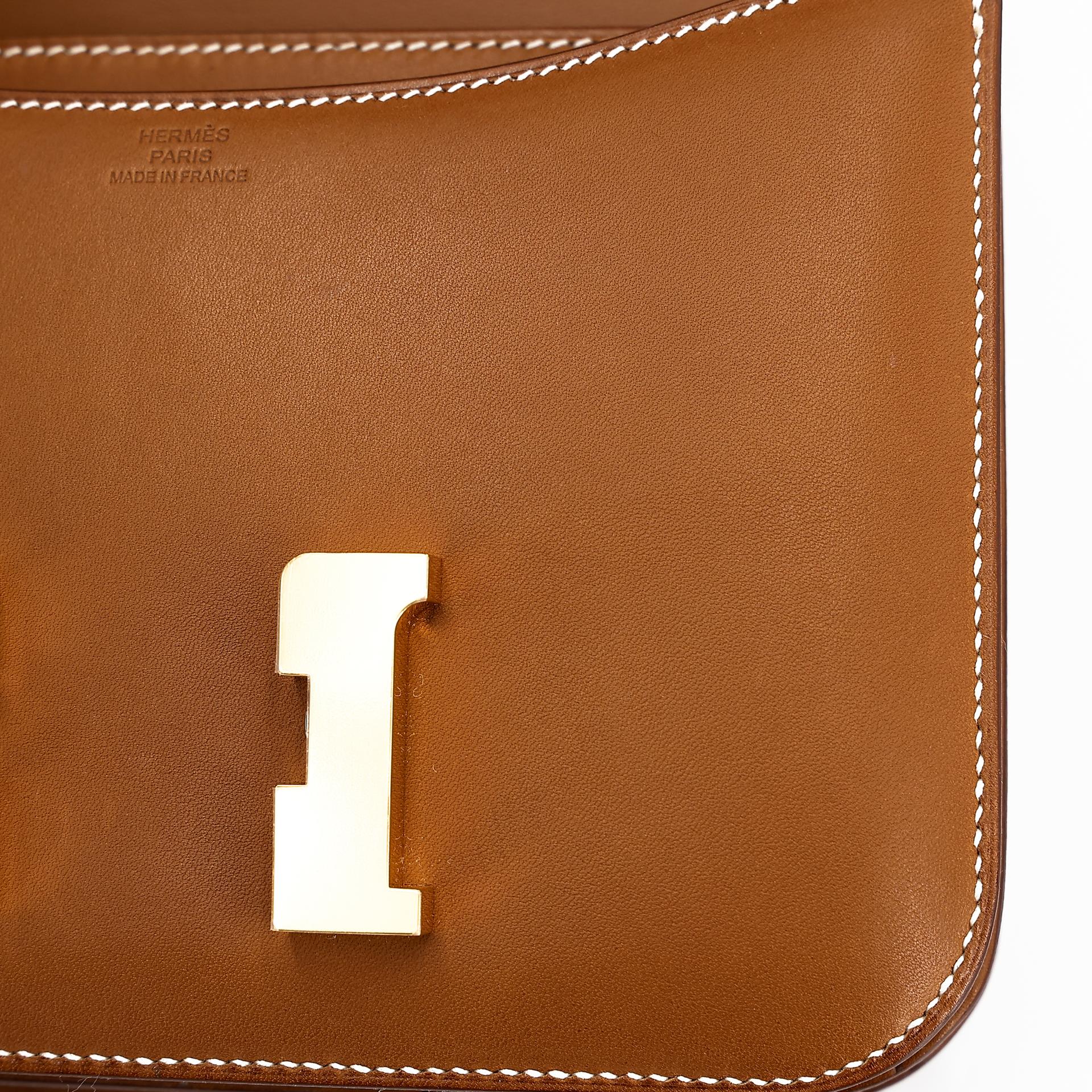 Unused ( Rank NS ) HERMÈS Constance Mini Fauve (34) Barenia Gold hardware Y (2020) - 22